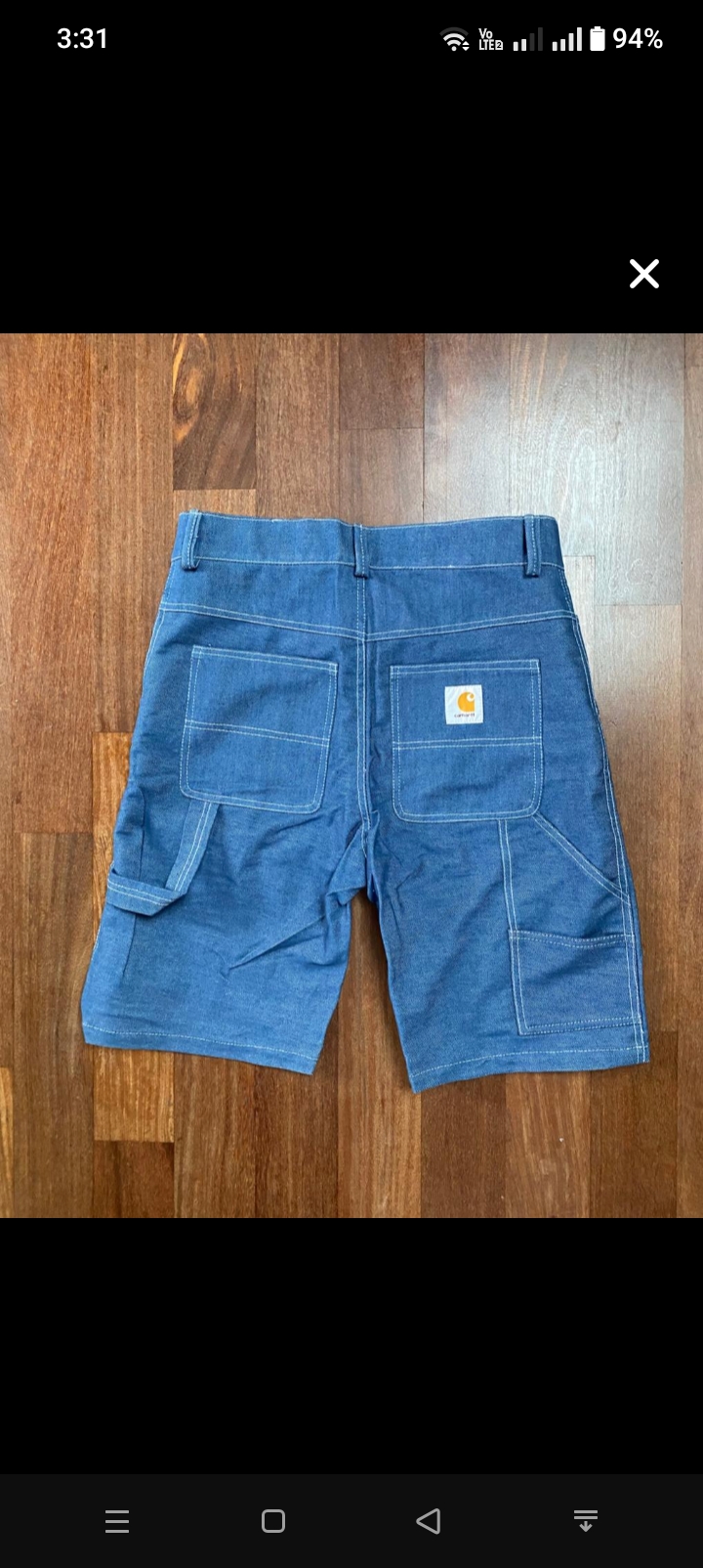 Carhartt rework style blue denim jorts