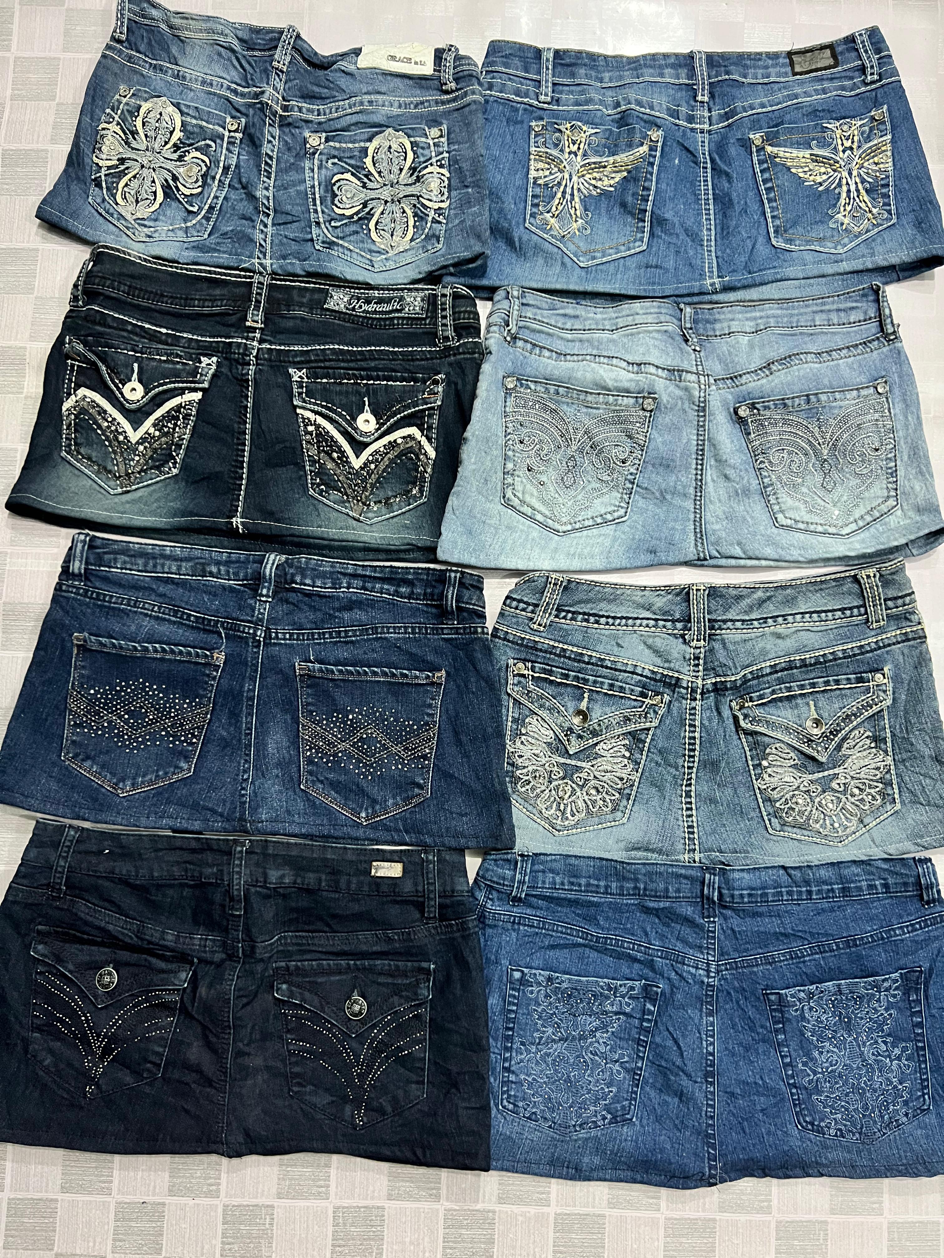 R345 Upcycled Ladies Embellished Micro Mini Skirts