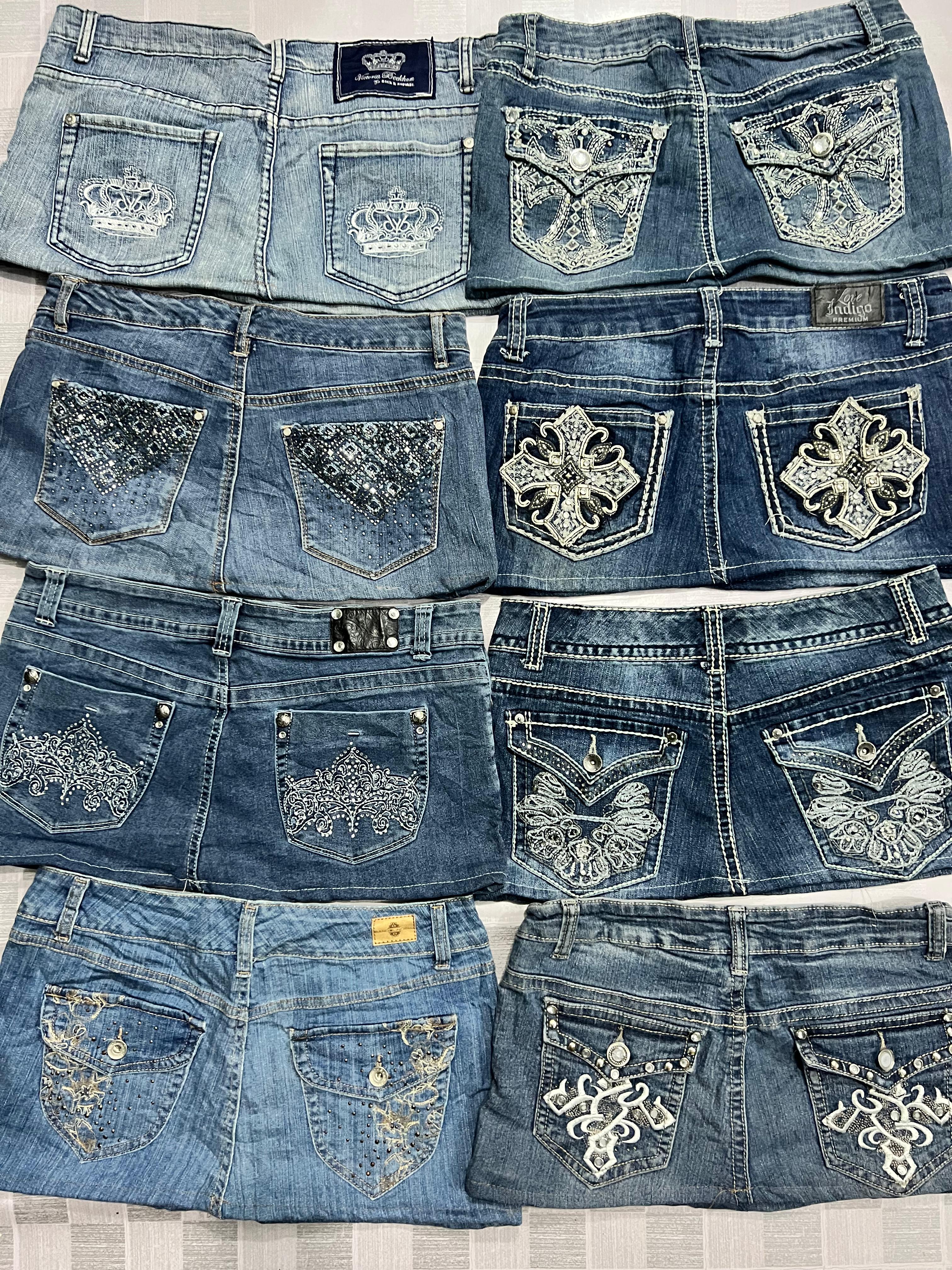 R347 Upcycled Ladies Embellished Mini Skirt