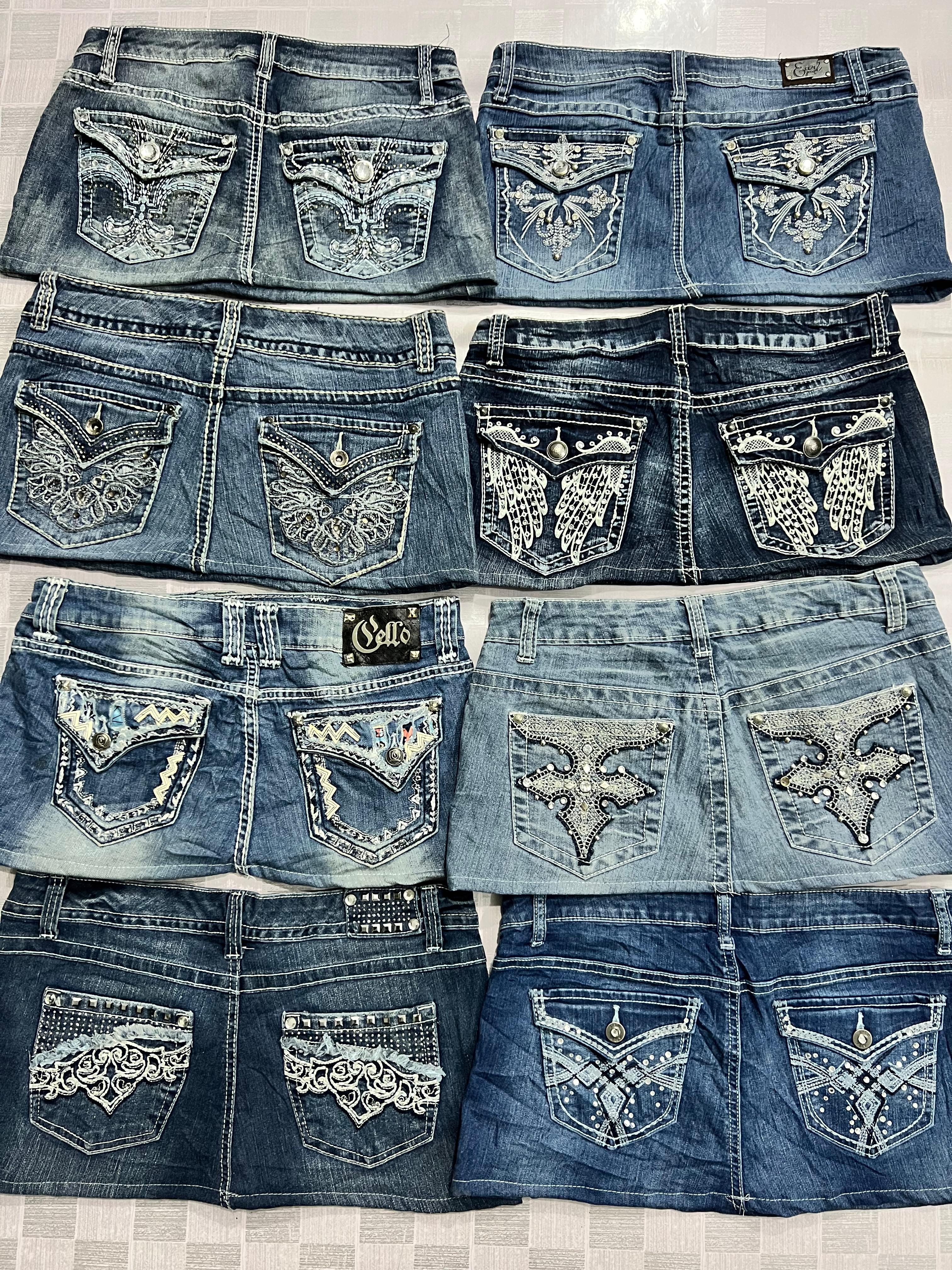 R348 Upcycled Ladies Embellished Mini Skirts