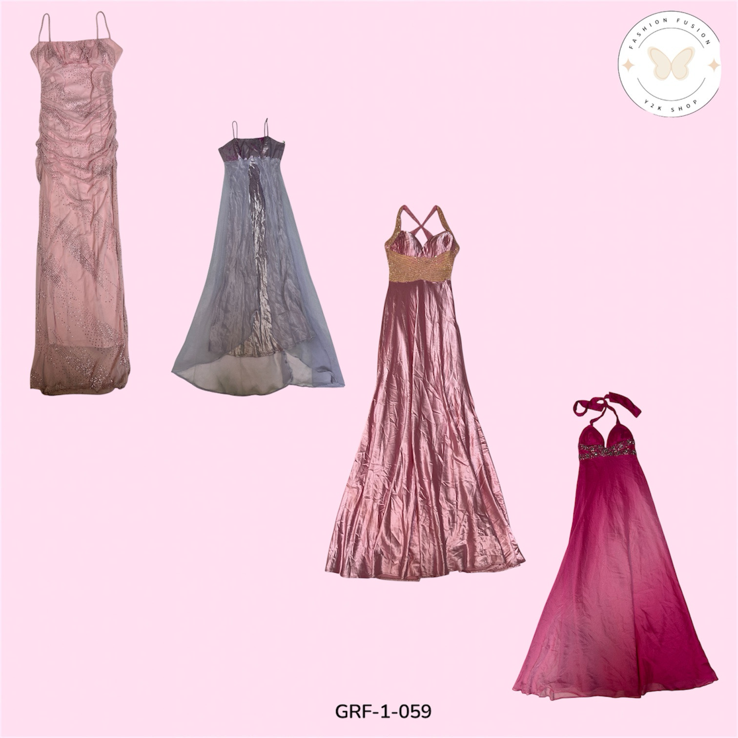 Y2K Floral Poly Dress – Romantischer Retro Schnitt & Schwingung (GRF-1-059)