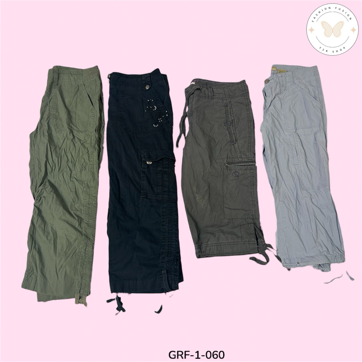 Y2K Utility Cargo Pants – Low Rise Streetwear Fit (GRF-1-060)