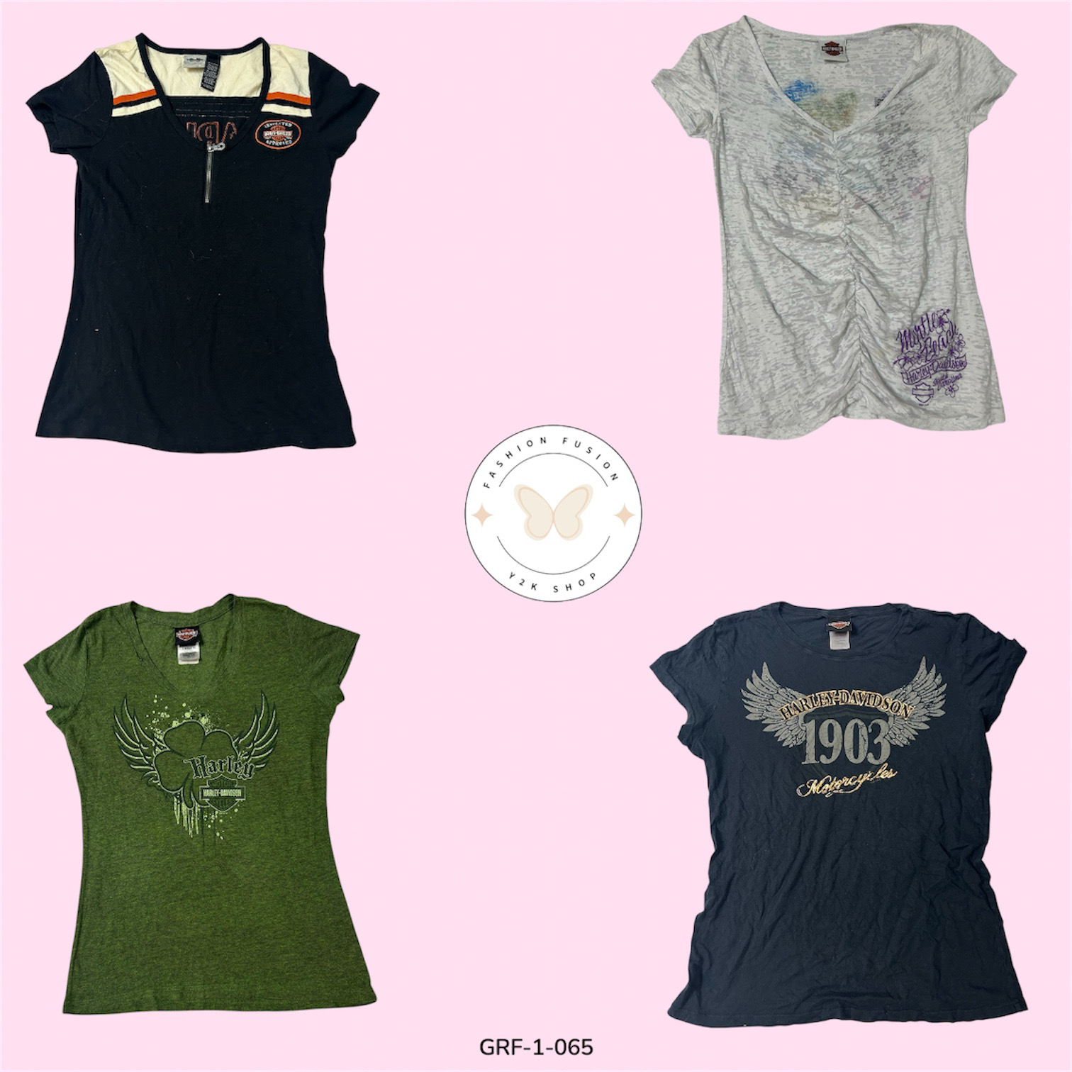 Y2K ハーレーダビッドソン グラフィック Tシャツ – ヴィンテージ 2000年代 ストリートウェア Tシャツ (GRF-1-065)