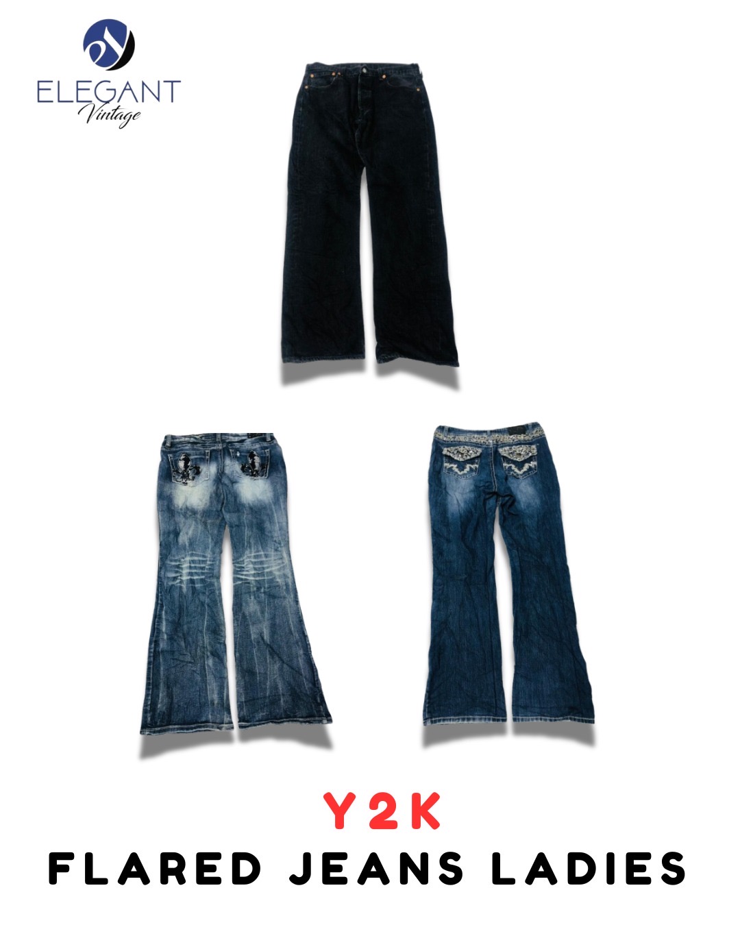 Jeans évasés Y2K pour femmes - EV1837