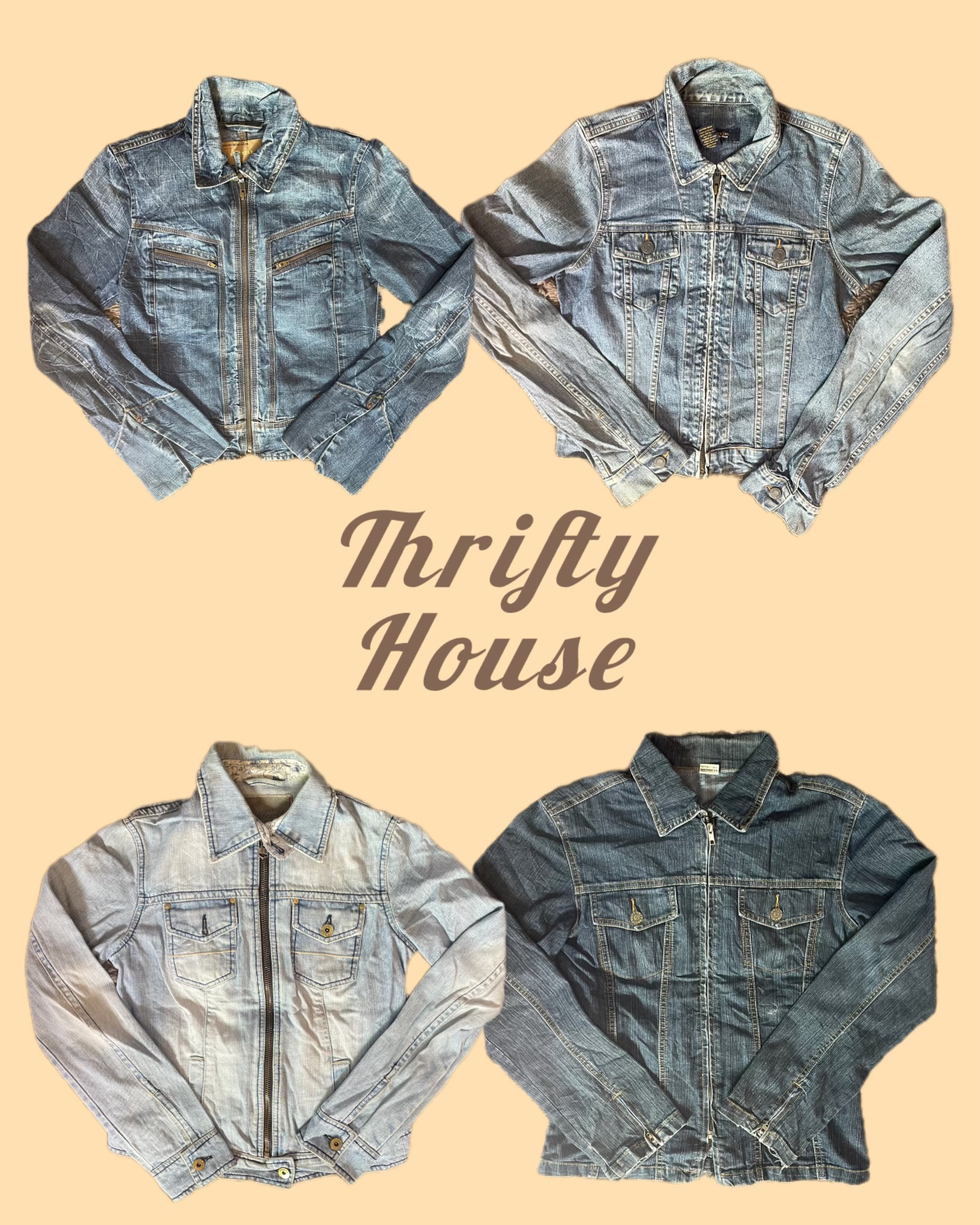 Retro; Y2k Giacche di Jeans Zip Up(TH/083)