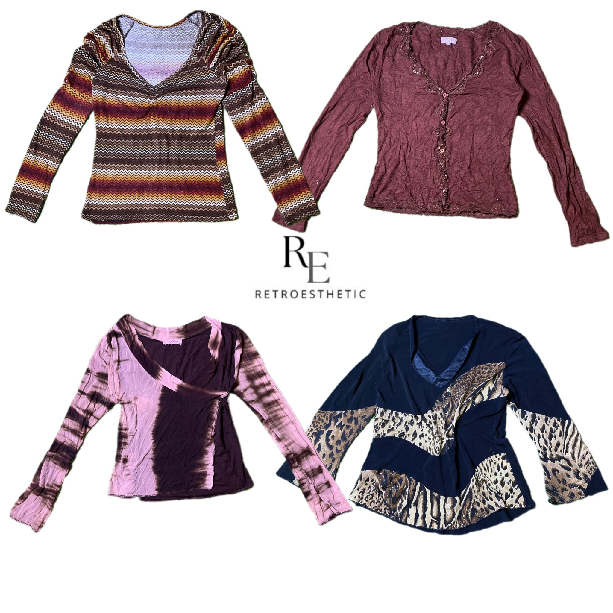 Y2K  Earthy Tone Grunge Full Sleeve Tops RE-2734