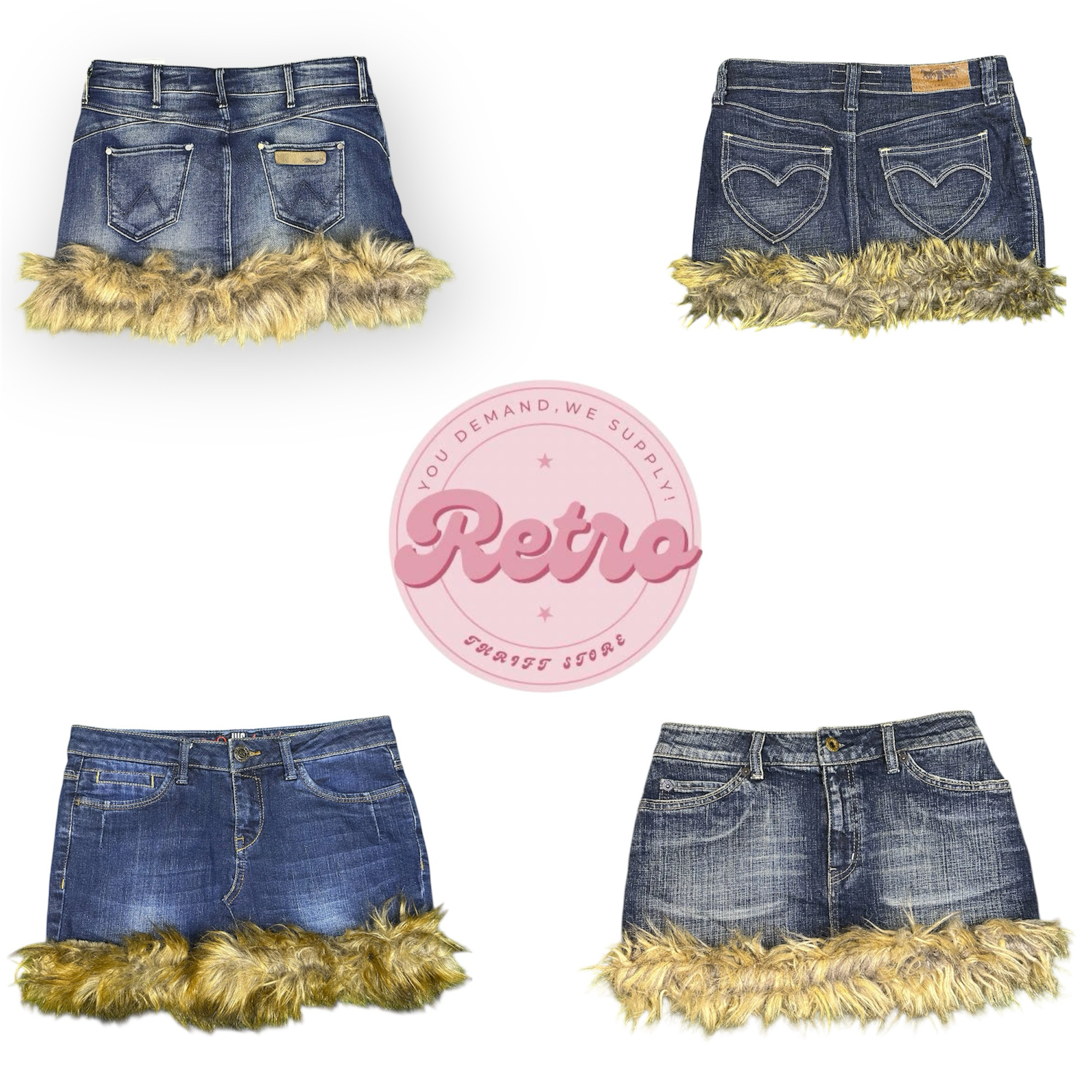 Y2K Baby Doll Bliss Skirt with fur trimming (R)