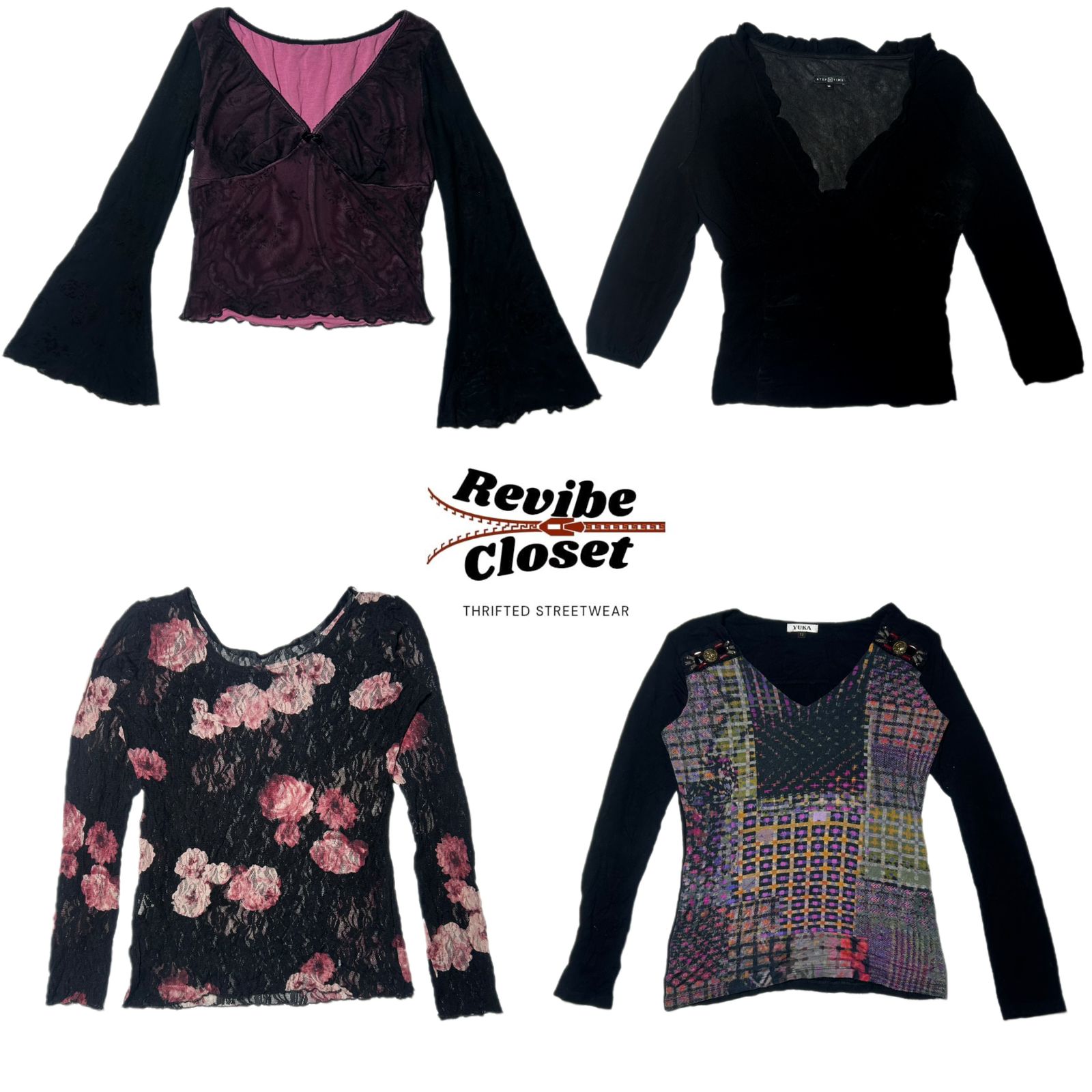Y2K Date & Night Grunge Long Sleeve Tops RC-003