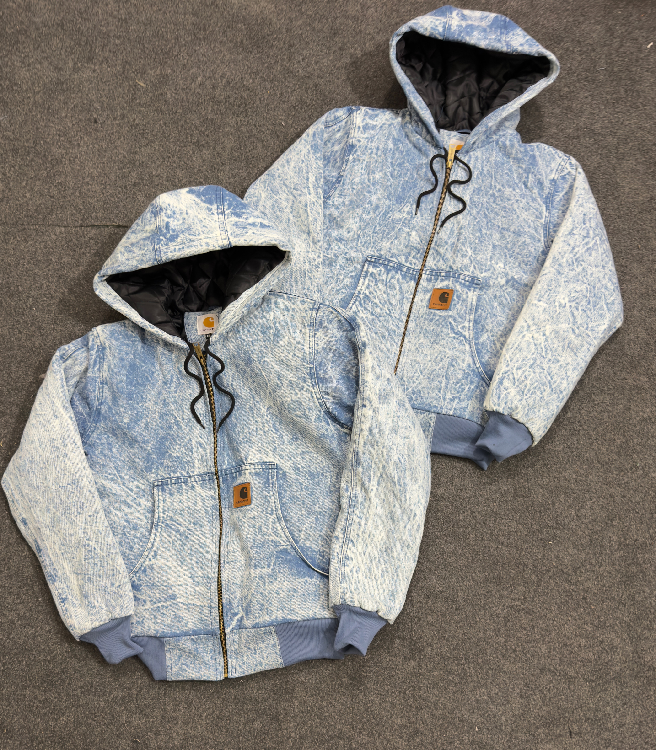 Vestes Carhartt Active Wear en denim bleu lavé style rework