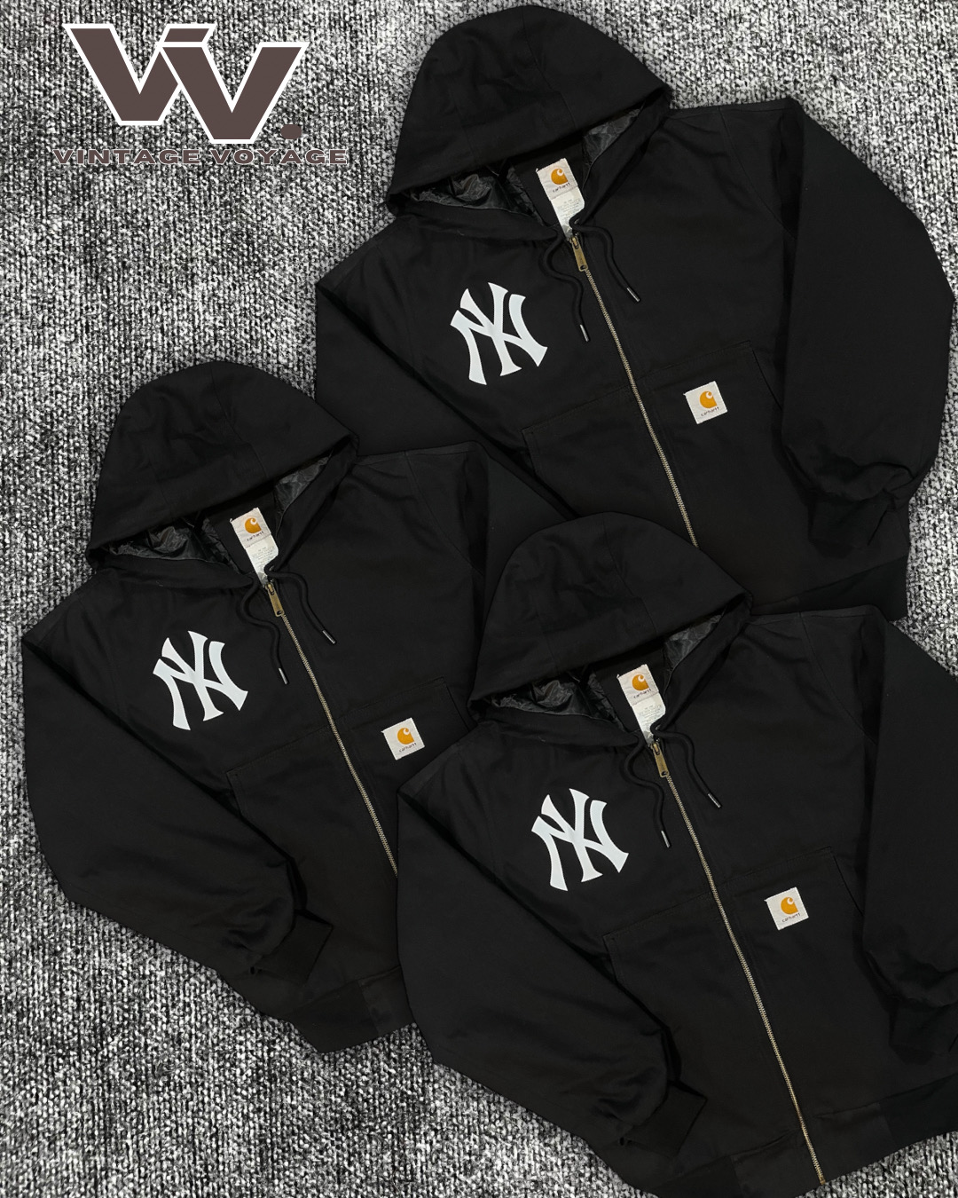 Giacche attive nere riadattate Carhartt x Yankees #13126