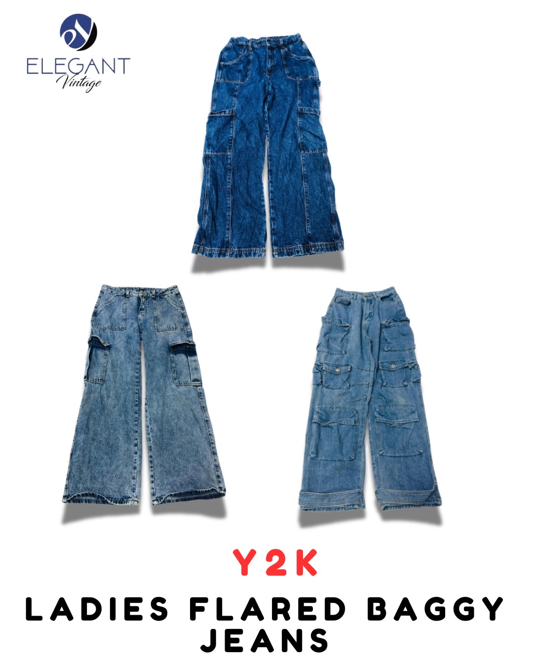 Y2K Ladies Flared Baggy Jeans - EV2025