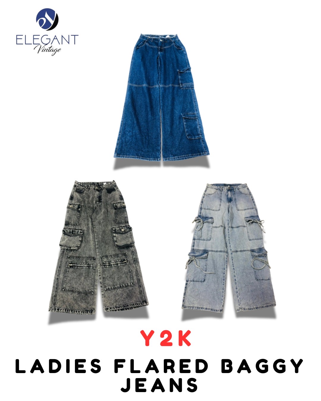 Y2K Ladies Flared Baggy Jeans - EV2026
