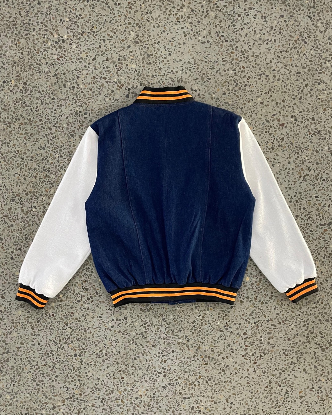 Upcycled Denim Varsity Jacket