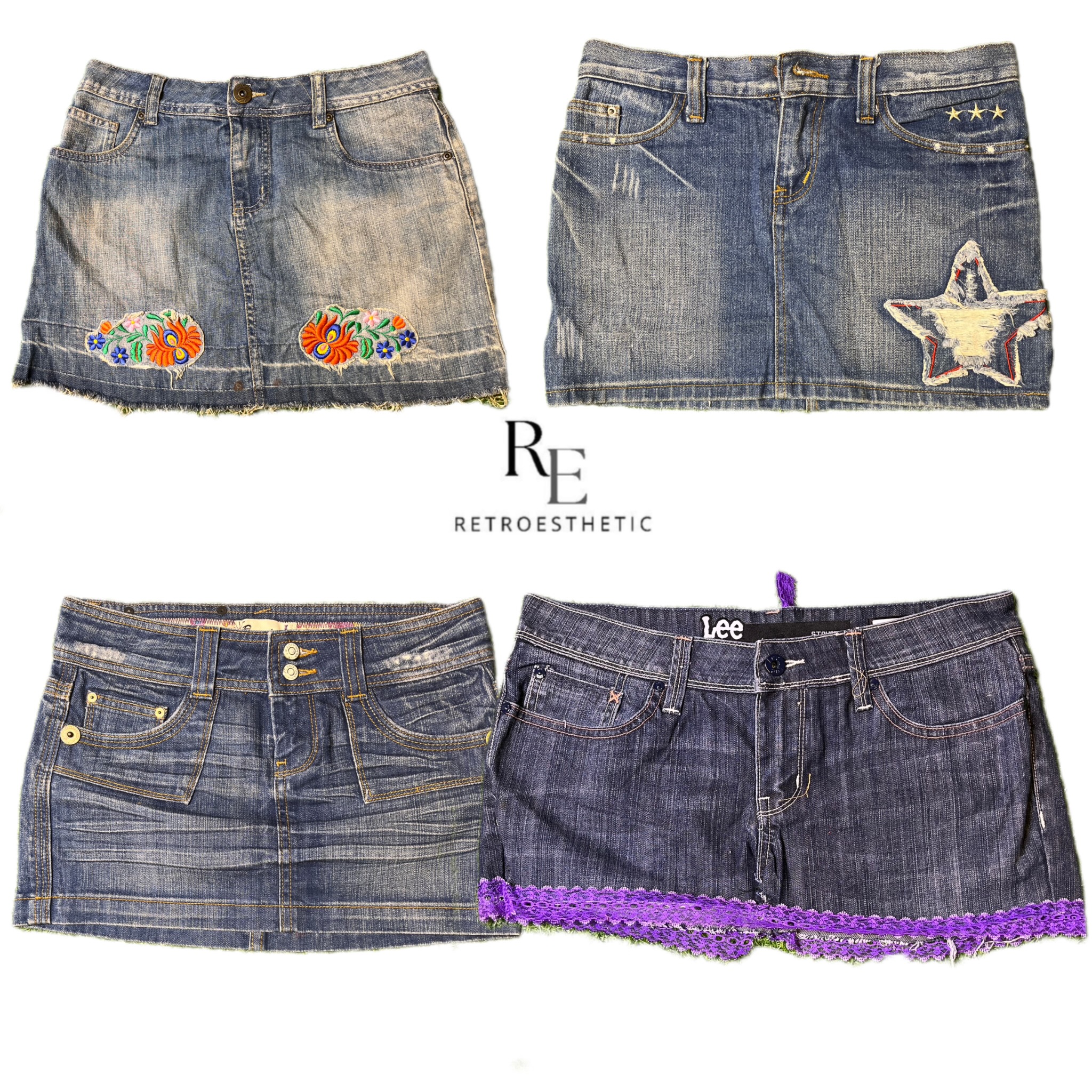 Y2K Edgy Girl Denim Denim Mini Röcke RE-2733