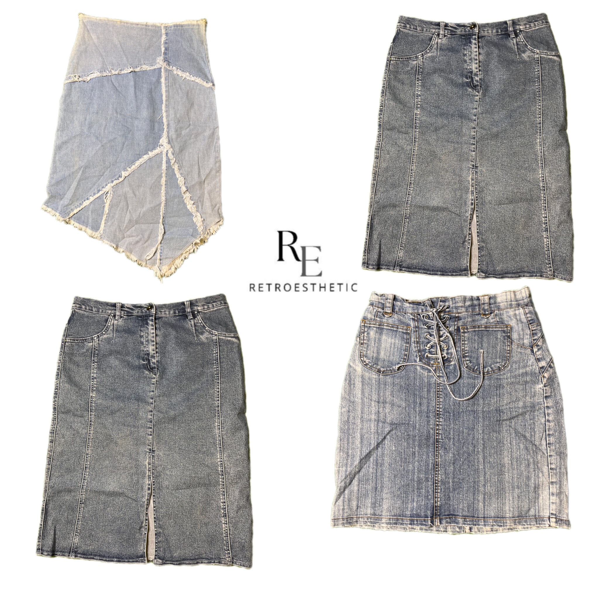 Jupes midi en denim Y2K NYC IT Girl RE-2737