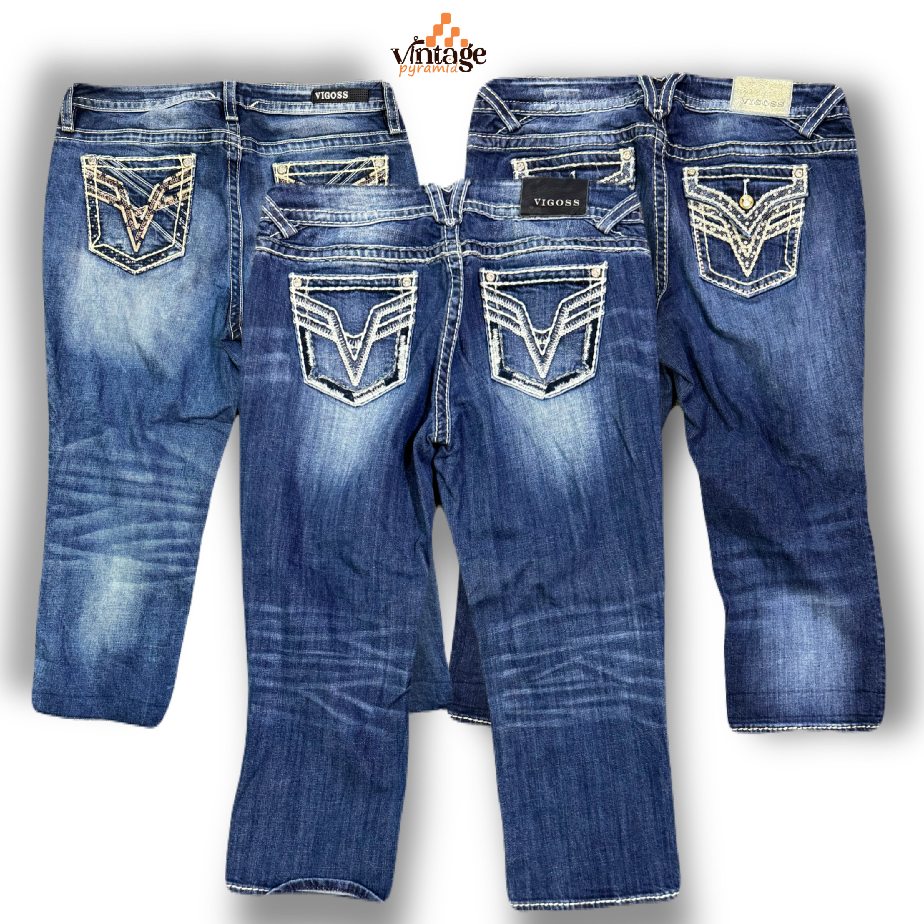 VPX1037 Y2K Flared, Bootcut verzierten Jeans