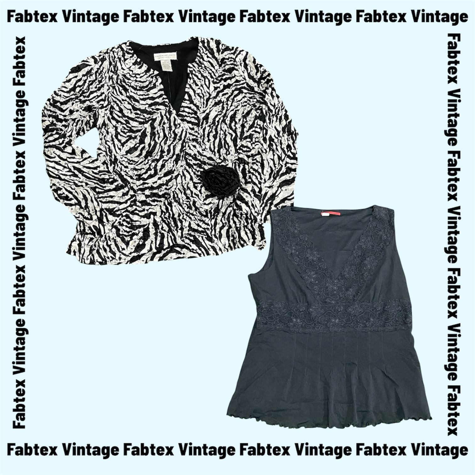 (FV-837) Y2K Schwarz-Weiße Bedruckte Ästhetik-Oberteile