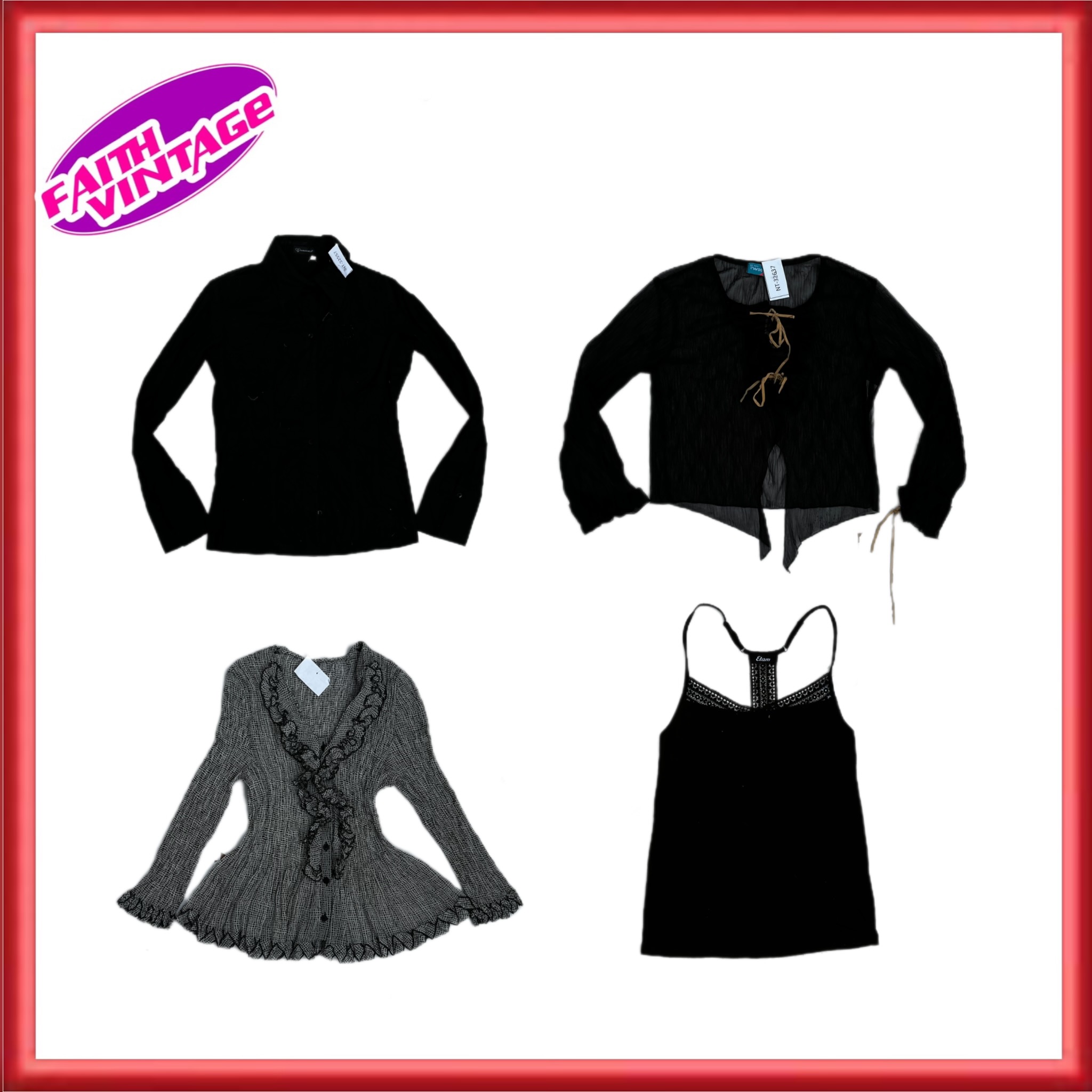 Ethereal Black,White Overlay Tops (FV-362)