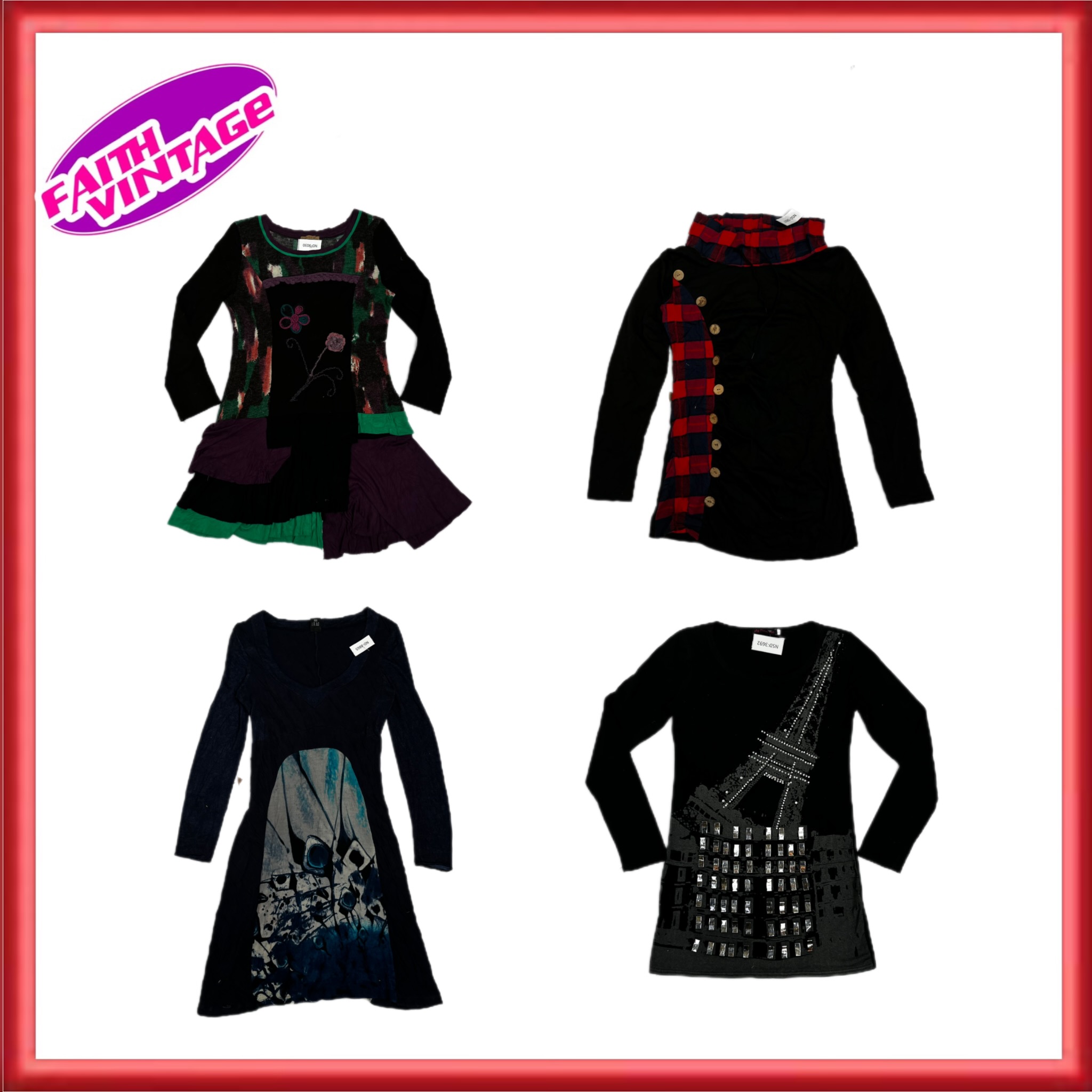 Schwarze schicke Farb-Vibe Mischkleider-Bundle (FV-365)