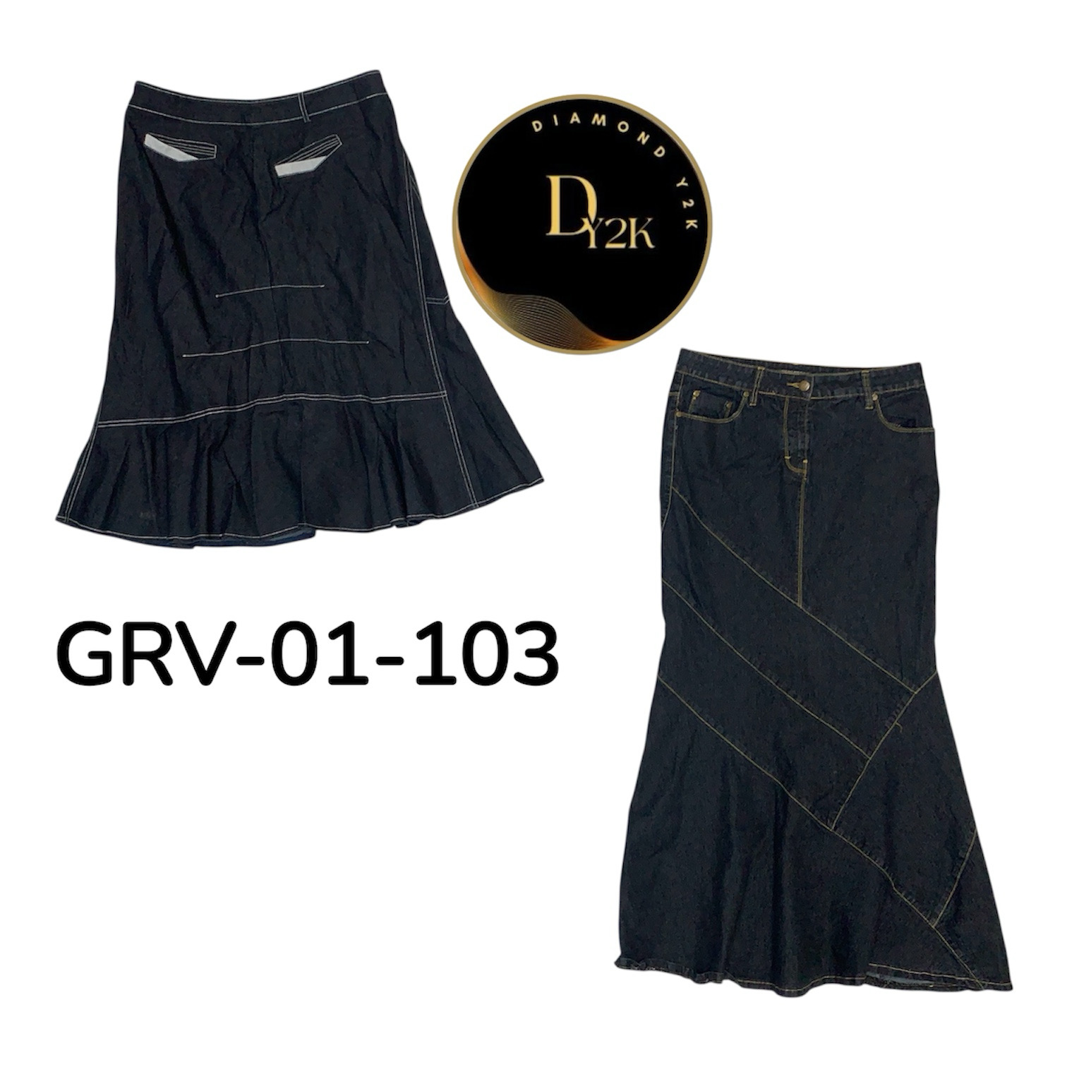 Vintage Y2K Denim Midi Long Skirt – Streetwear Lo..