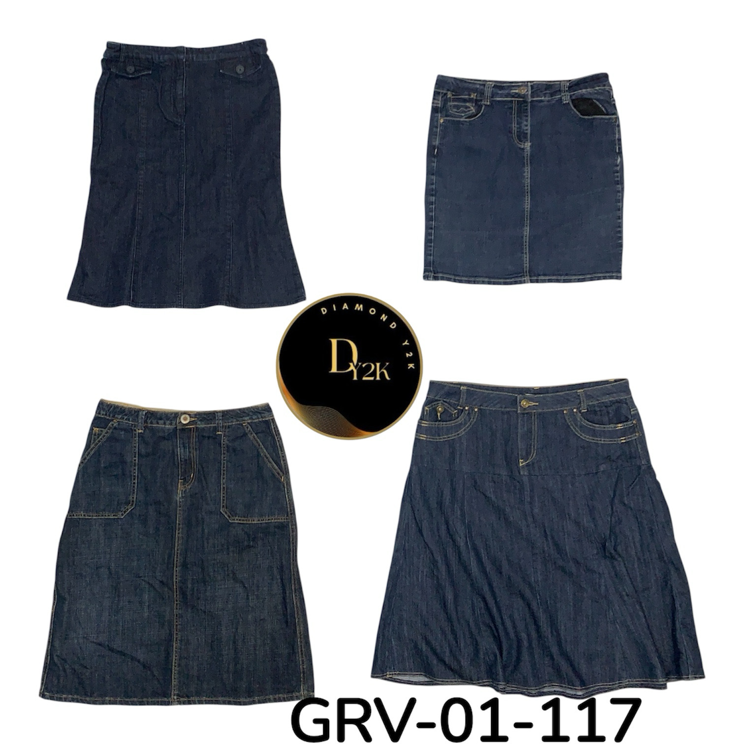 Saia midi de denim de cintura alta Y2K – Modern Retro (GRV-01-117)