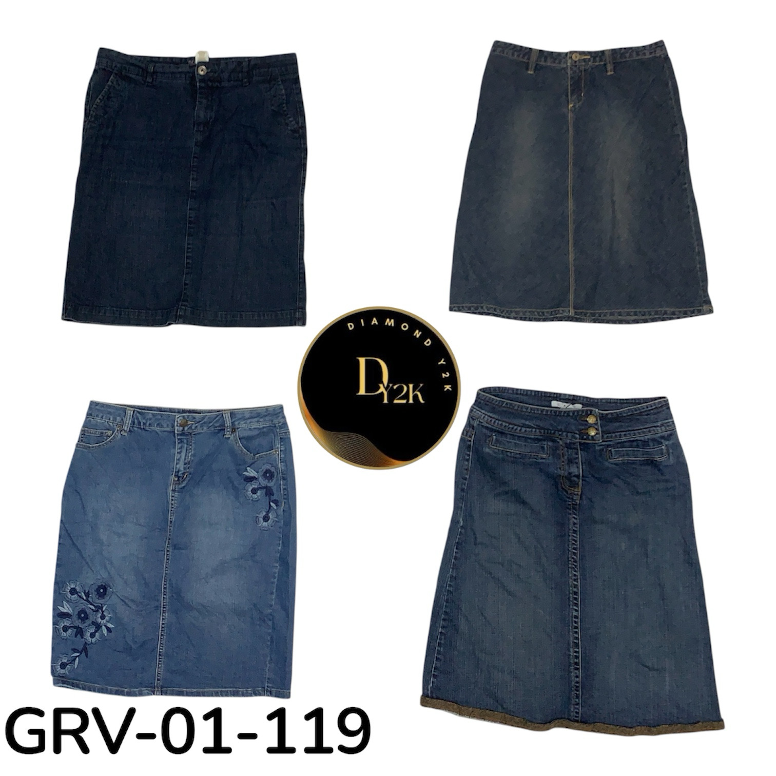Jupe midi en denim Y2K des années 2000 – Style rétro classique (GRV-01-119)