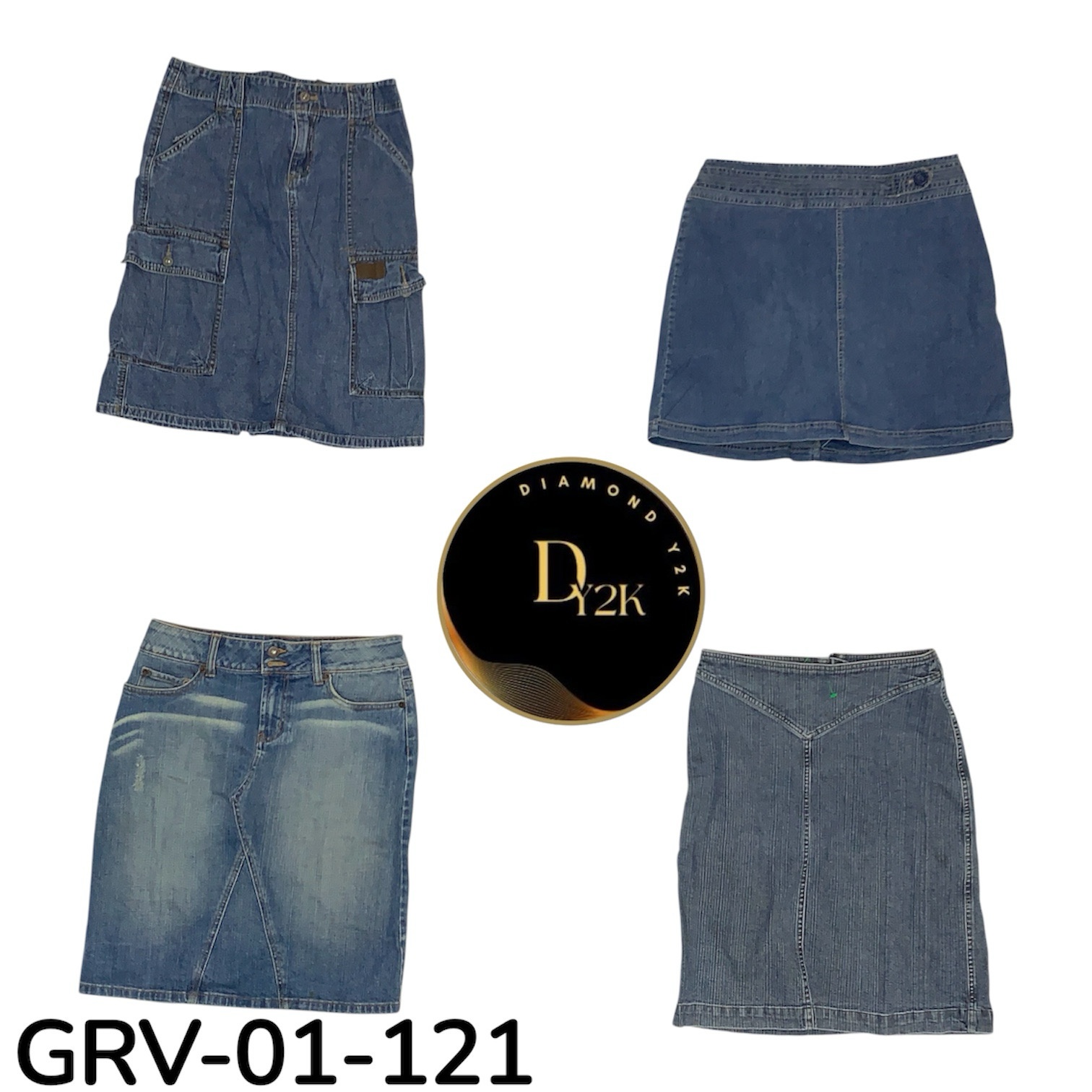Jupe midi en denim de style designer Y2K - look tendance (GRV-01-121)
