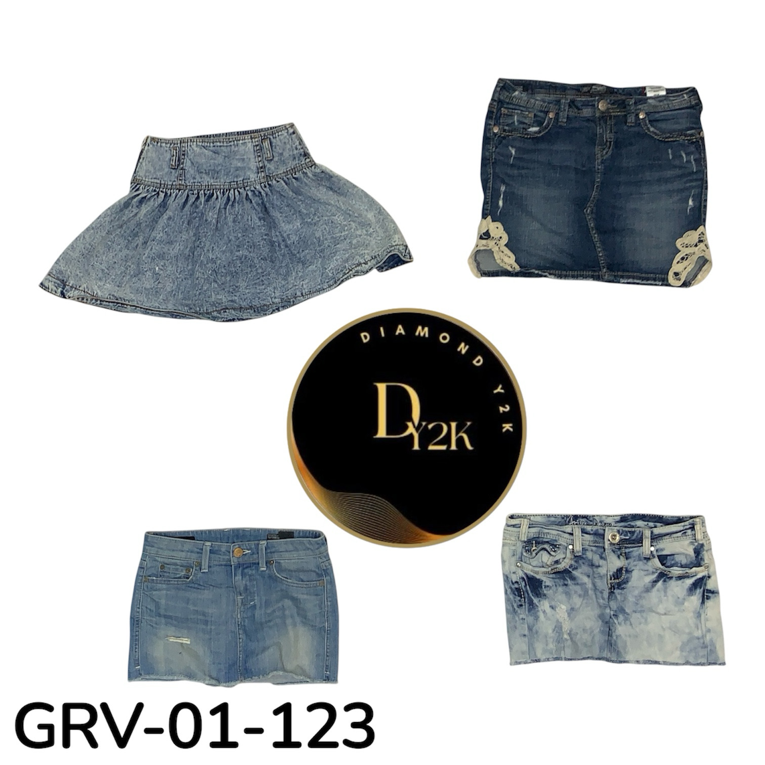 Jupe mini en denim Y2K élégante – Style intemporel (GRV-01-123)