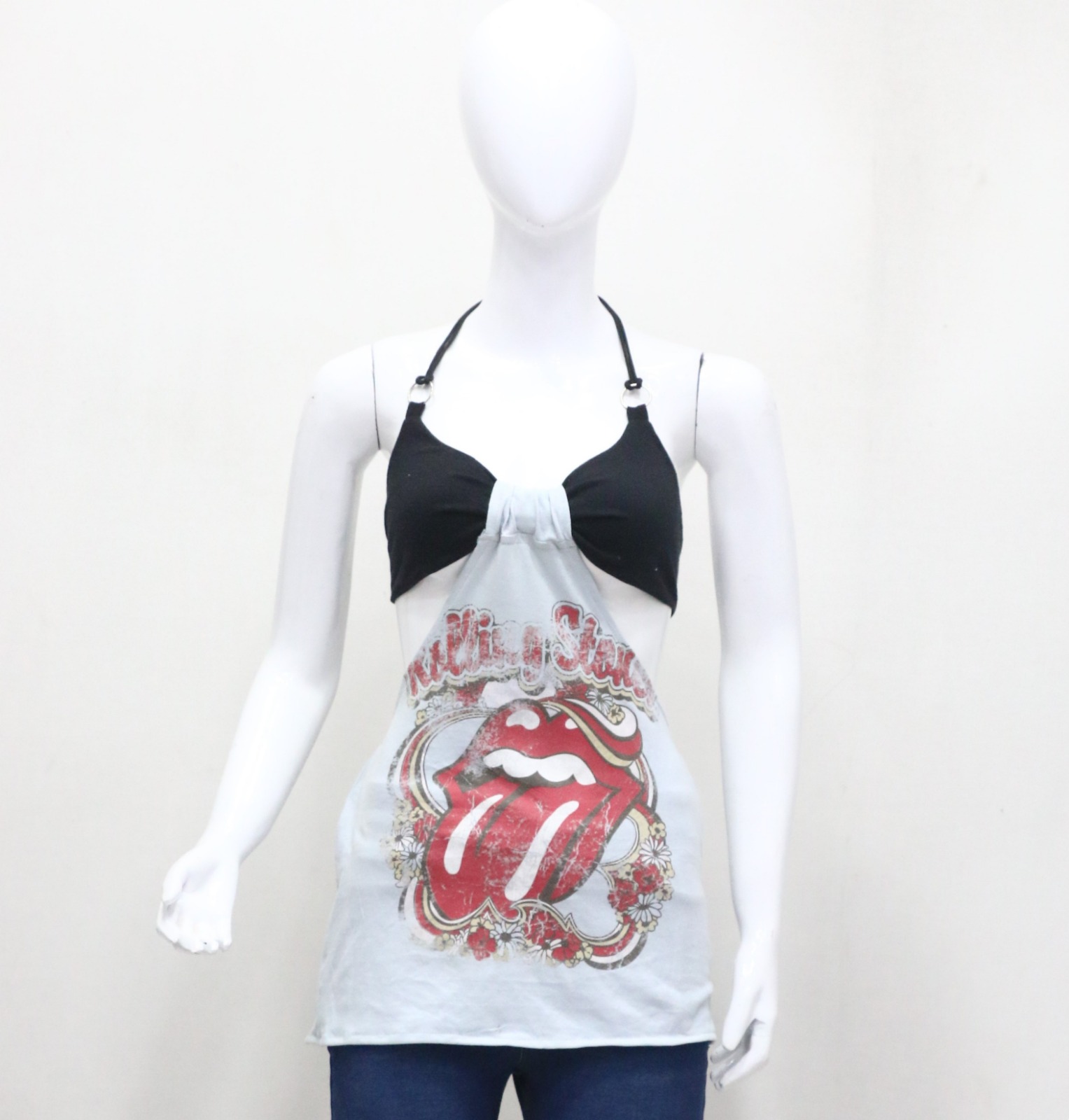 CR1122 Robe Halter Graphique Upcyclée