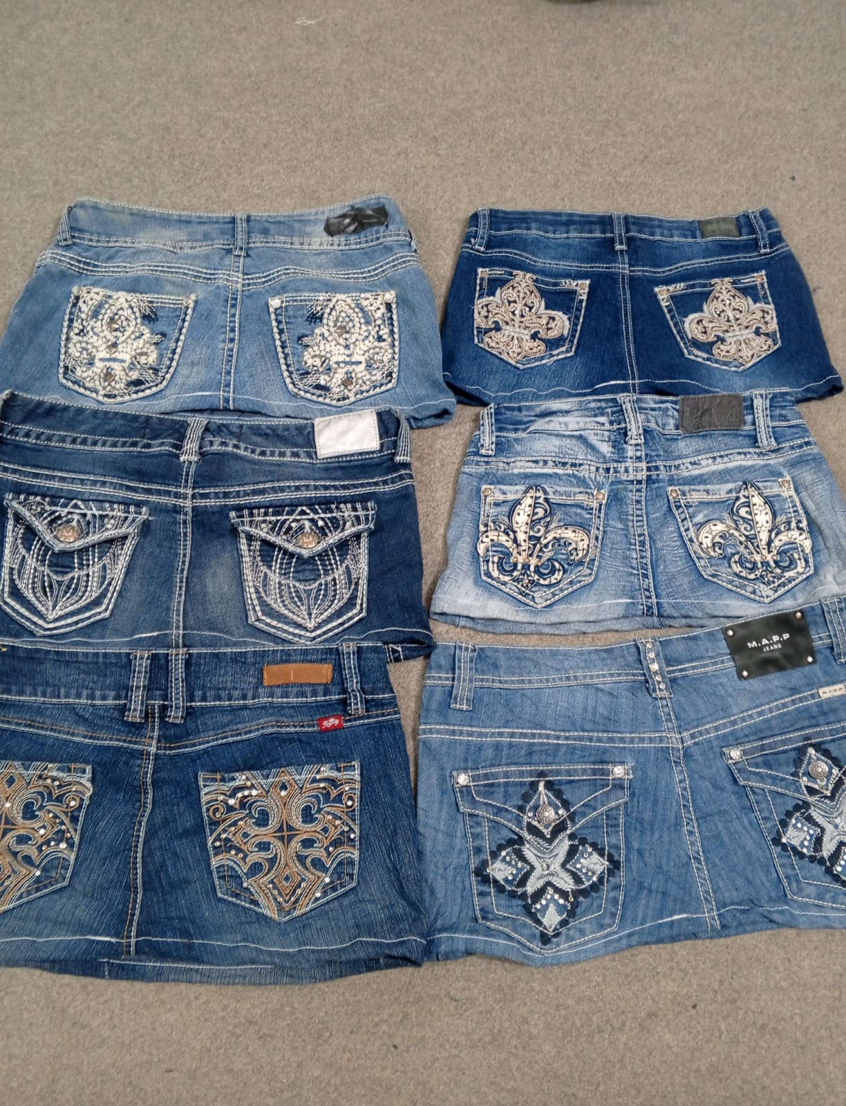 HD1309 Ladies Upcycled Y2K Denim Micro Mini Skirts
