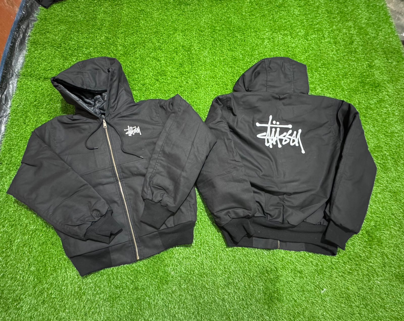 Rework Style Stüssy black hooded jacket