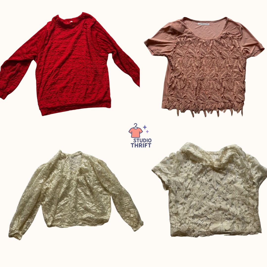 Deep Red Lace-Feel Y2K Top(MT-013)