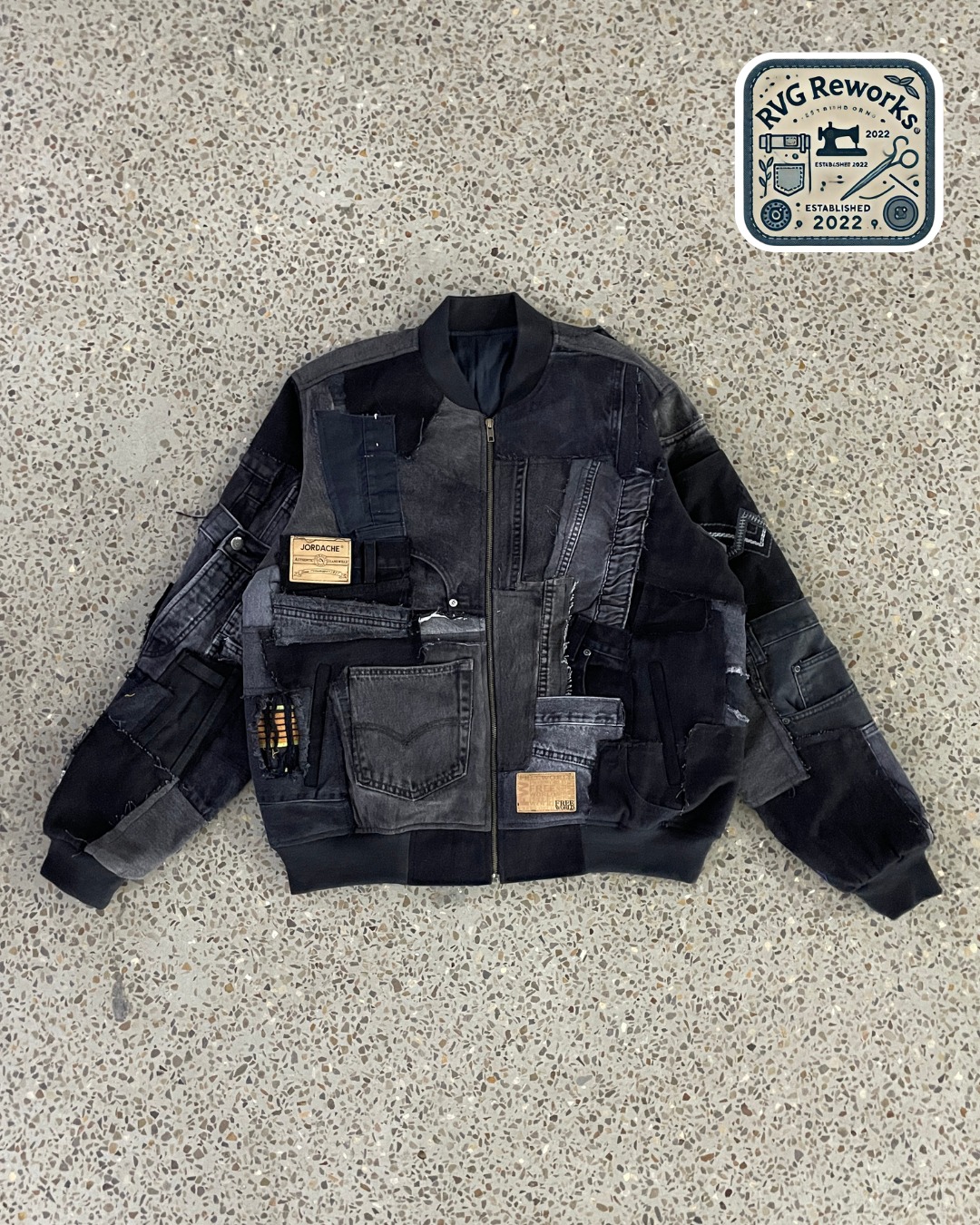 Upcycled Zero-Waste Denim Bomber Jacket