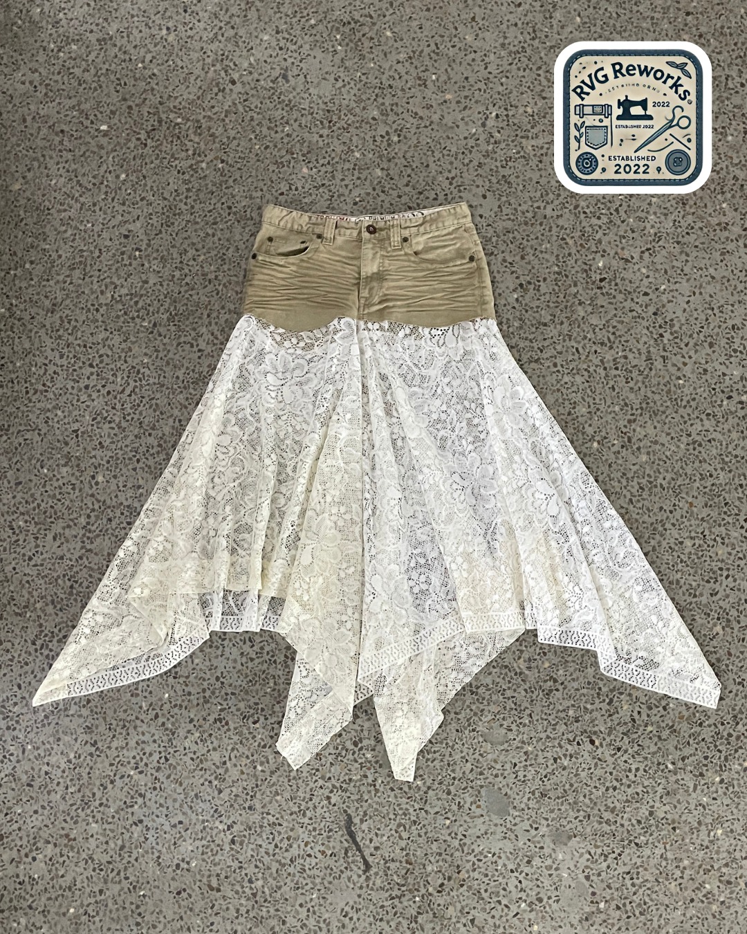 Upcycled Corduroy and Lace Skirt