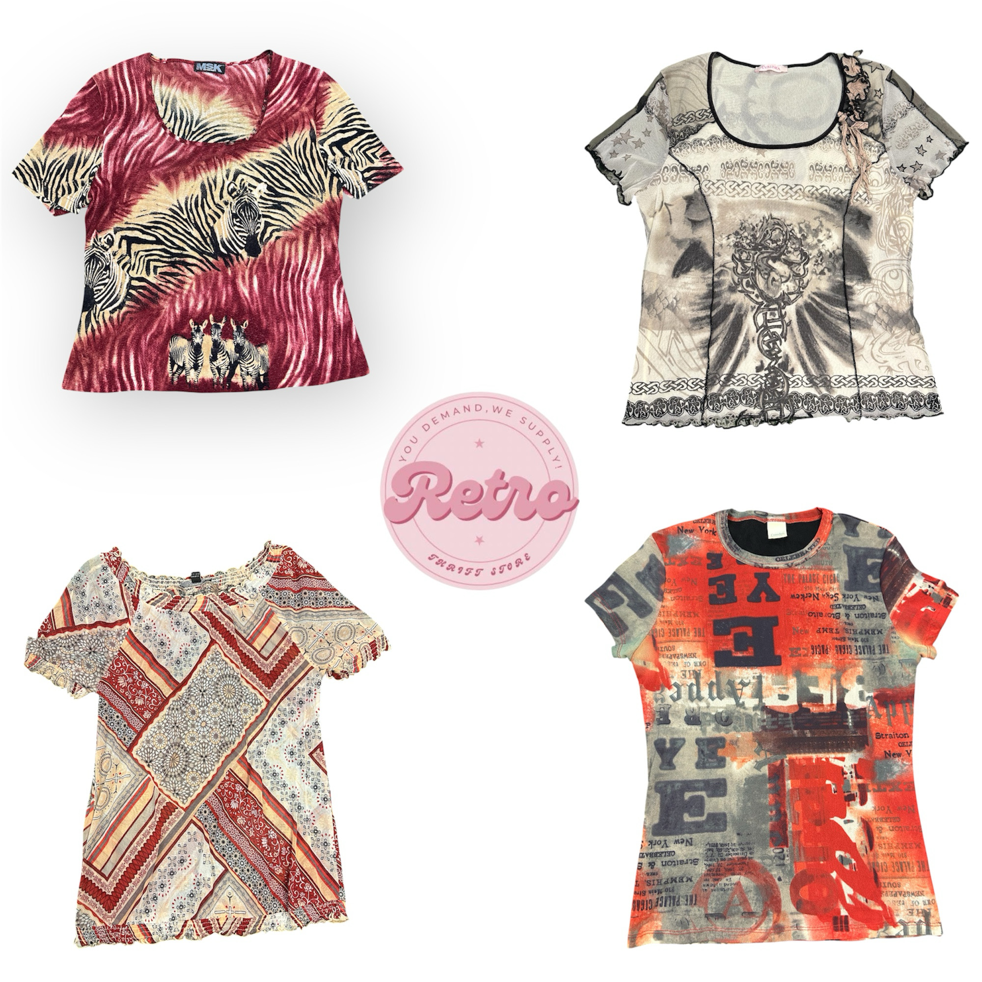 Crimson Jungle Print Vintage Top (E)