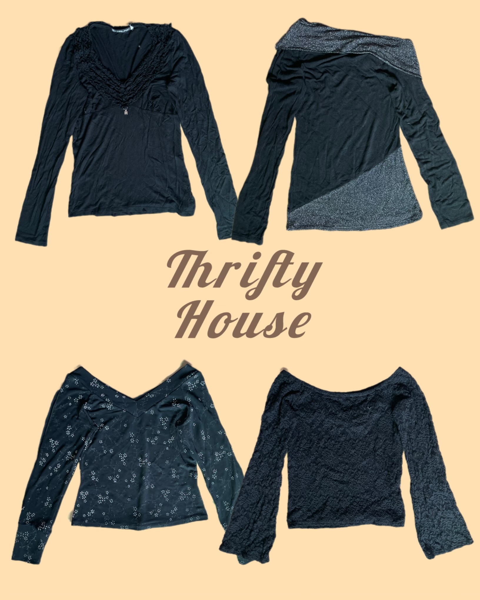 All Black Y2k Tops(TH/107)