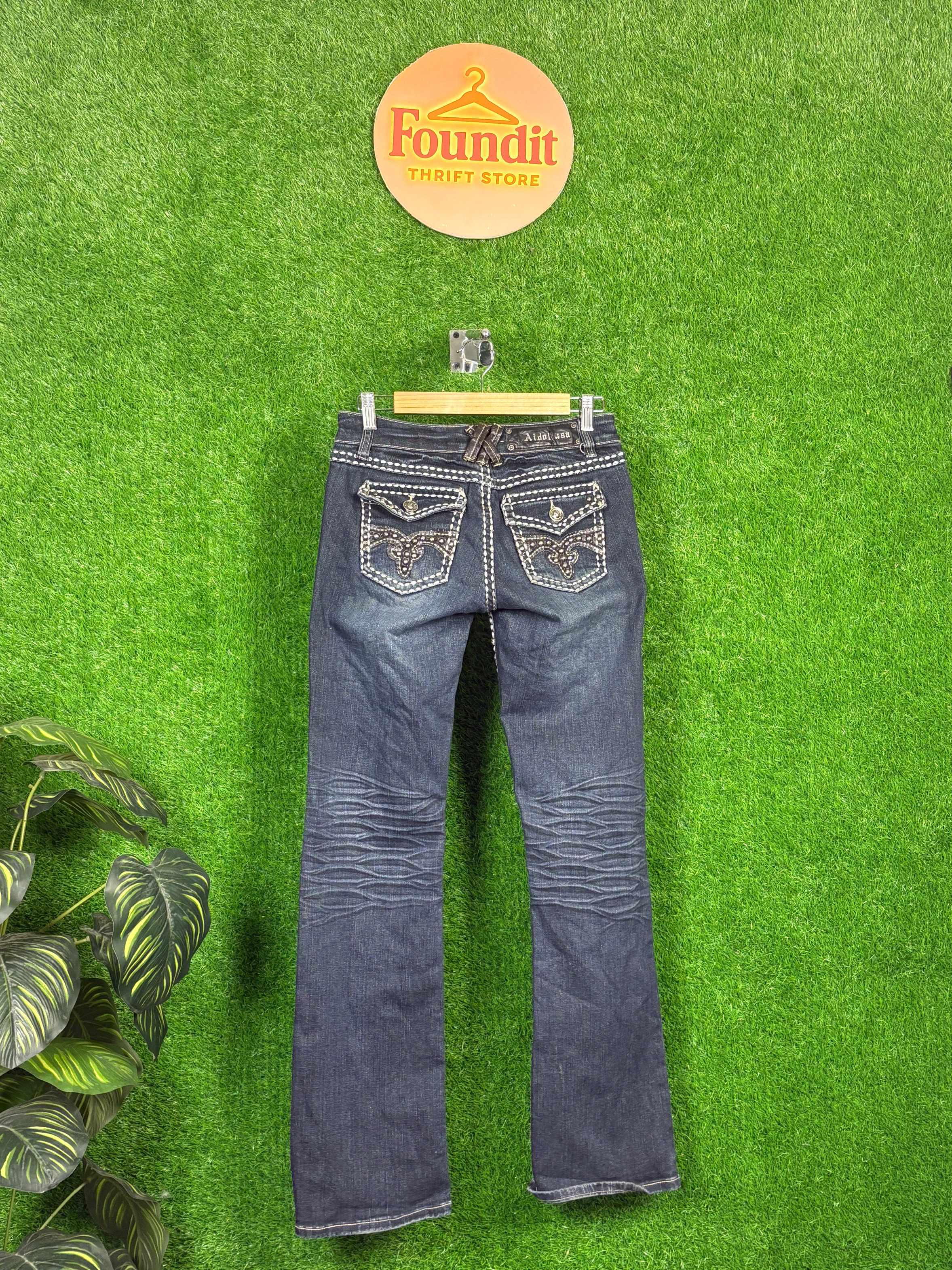 Y2K Flare Embroidered & Embellished Jeans | FO-55