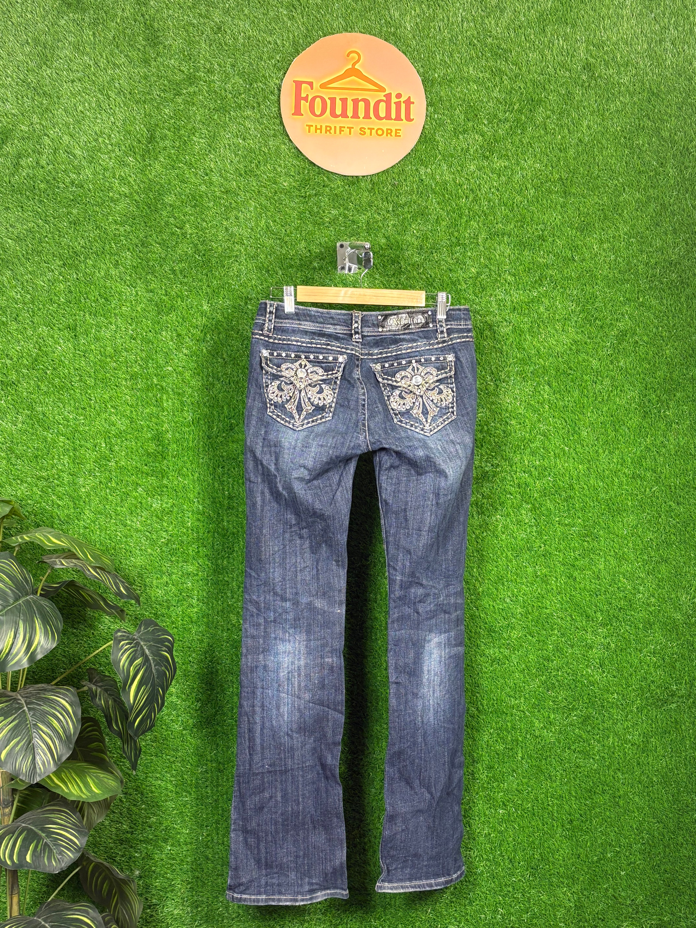 Y2K Flare Embroidered & Embellished Jeans | FO-58