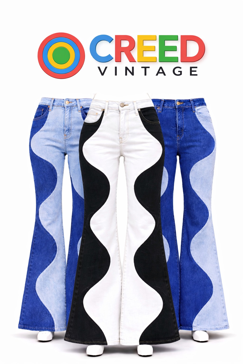 CR1125 Jeans à panneaux contrastés recyclés