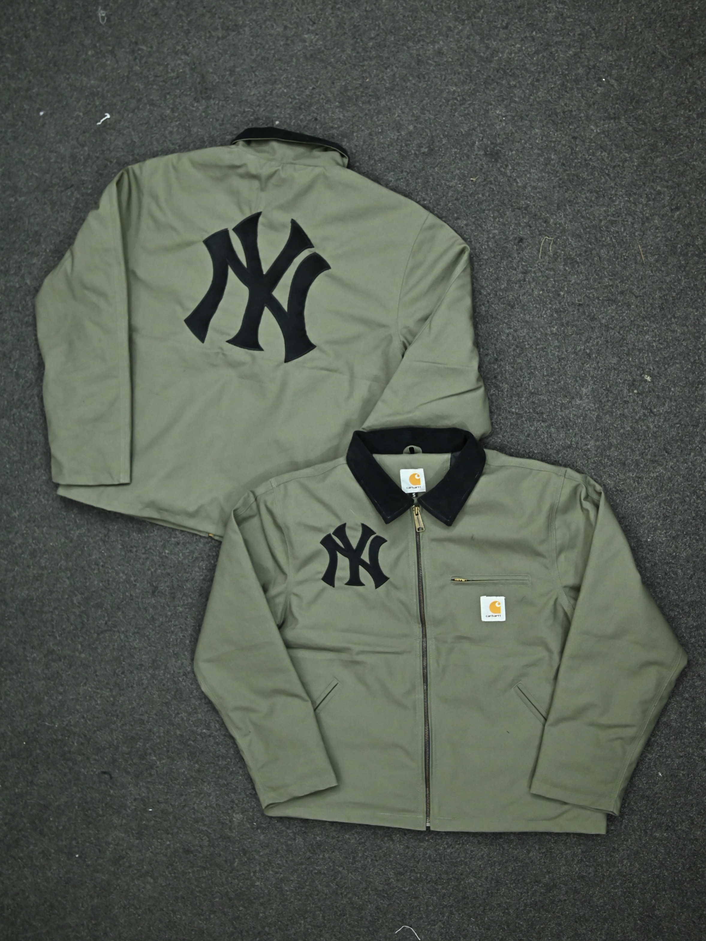 Carhartt x NY Olive Green Detroit Rework Style Jackets, NY Logo Embroidery (front & back), (NYE-002)