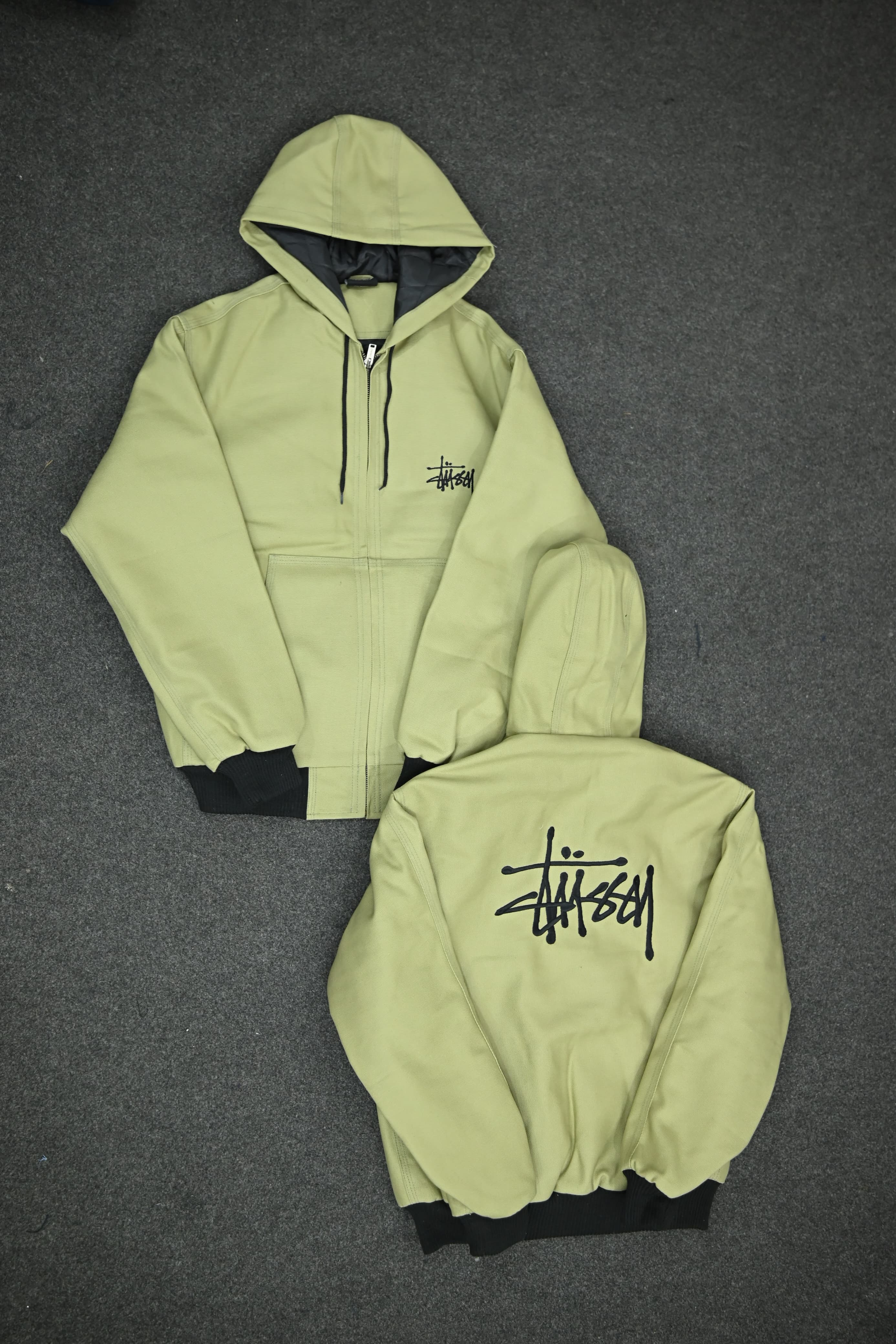 Giacche Stussy Light Green Active Wear Rework Style, ricamo Stussy (davanti e dietro), (SE-005), 5 pz