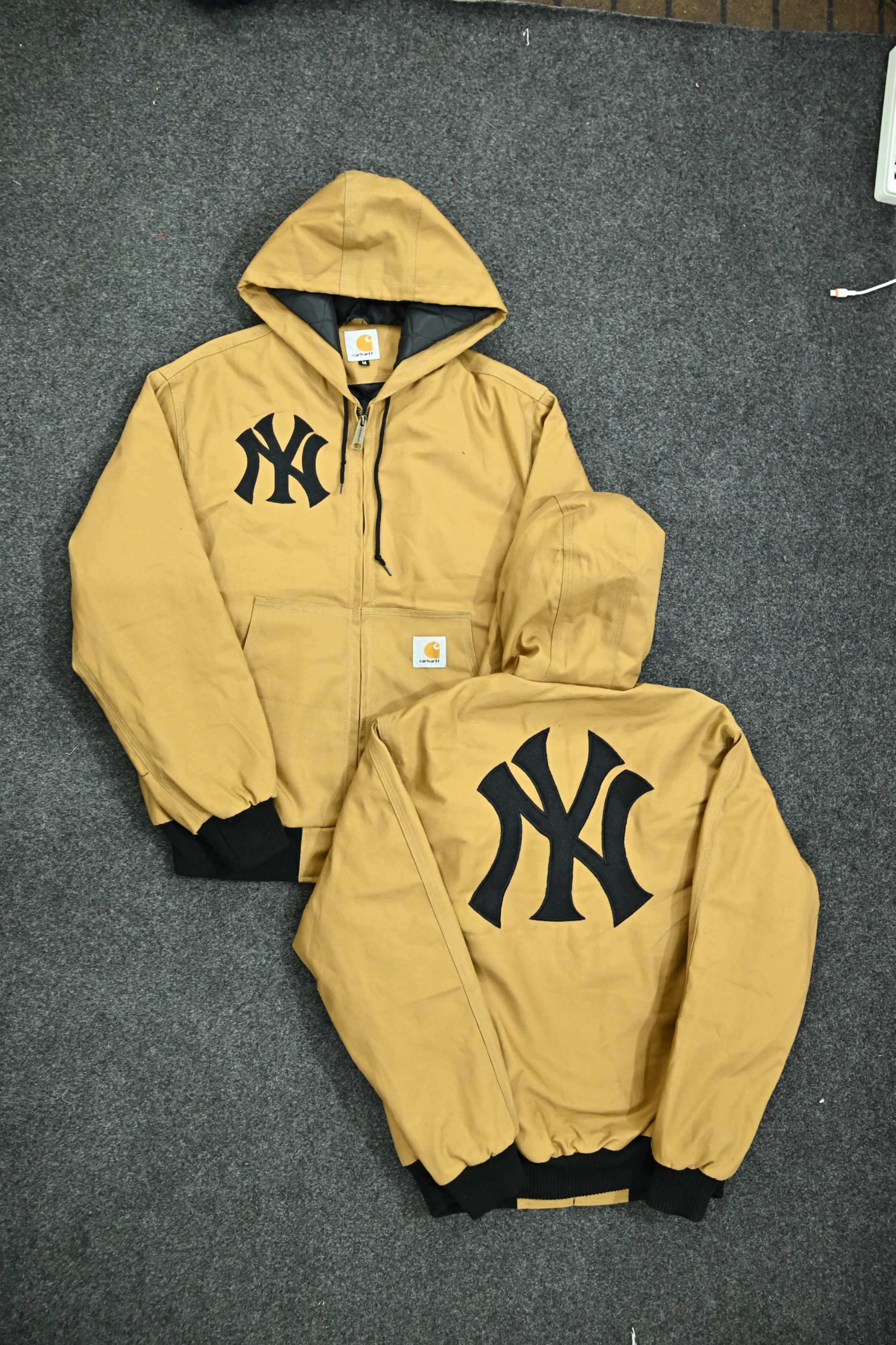 Carhartt x NY Camel Brown Active Wear Rework Style Jackets, White NY Logo Embroidery (front & back), (NYE-006), 5 pcs