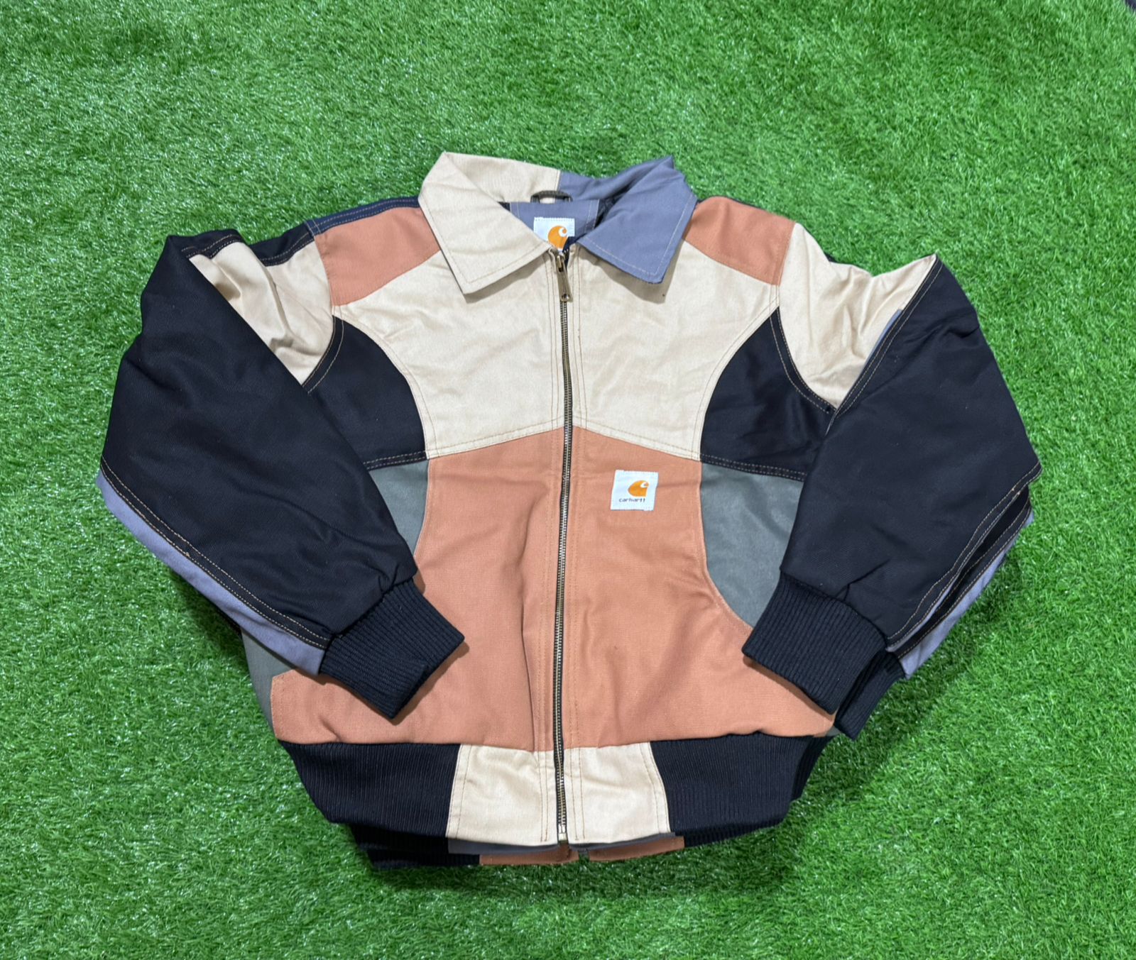 Rework Style Carhartt Patchwork-Jacke.