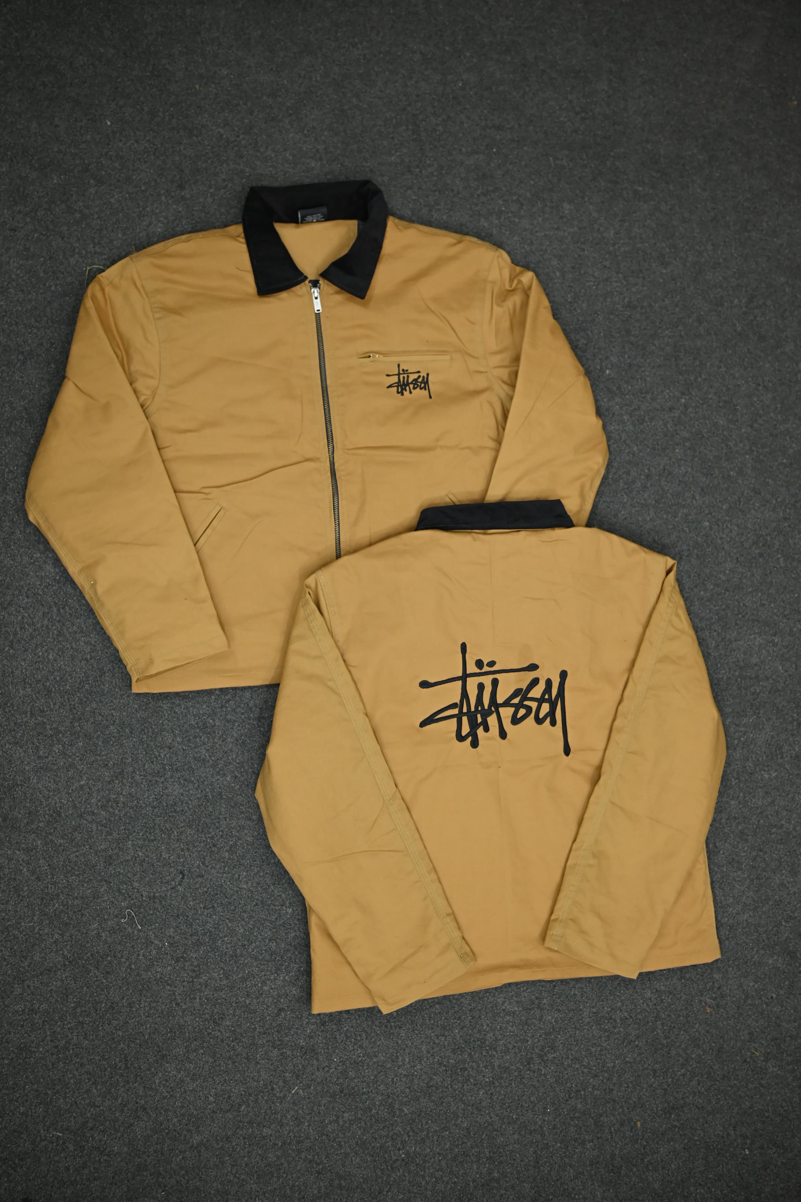 Stussy Camel Brown Detroit Rework Style Jackets, Stussy Embroidery (front & back), (SE-008), 5 pcs