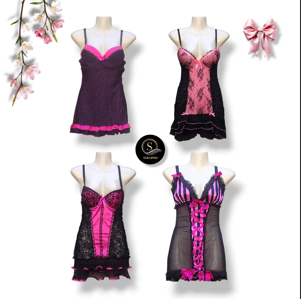 Y2K Stil Schwarz Pink Babydoll-Tops