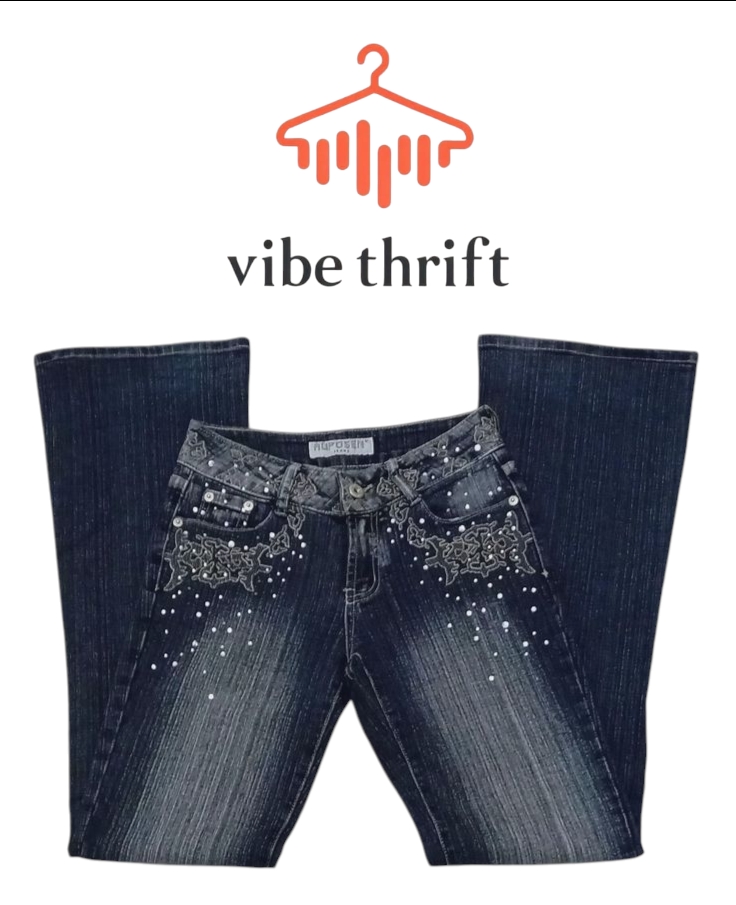 Y2K embalish flear jeans