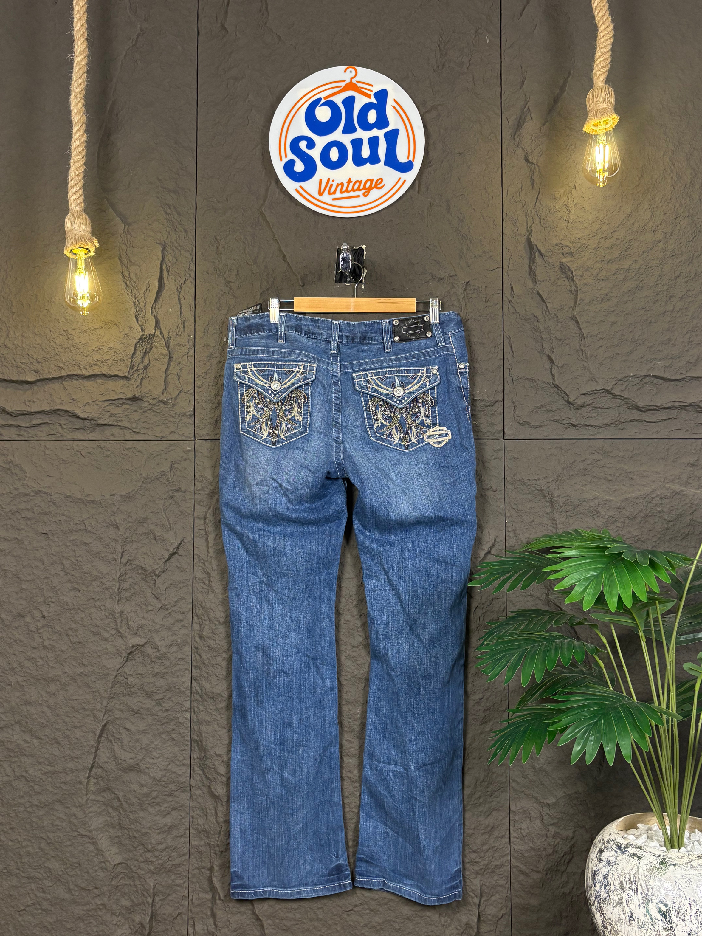 Y2K Flare Embroidered & Embellished Jeans | OSV-55