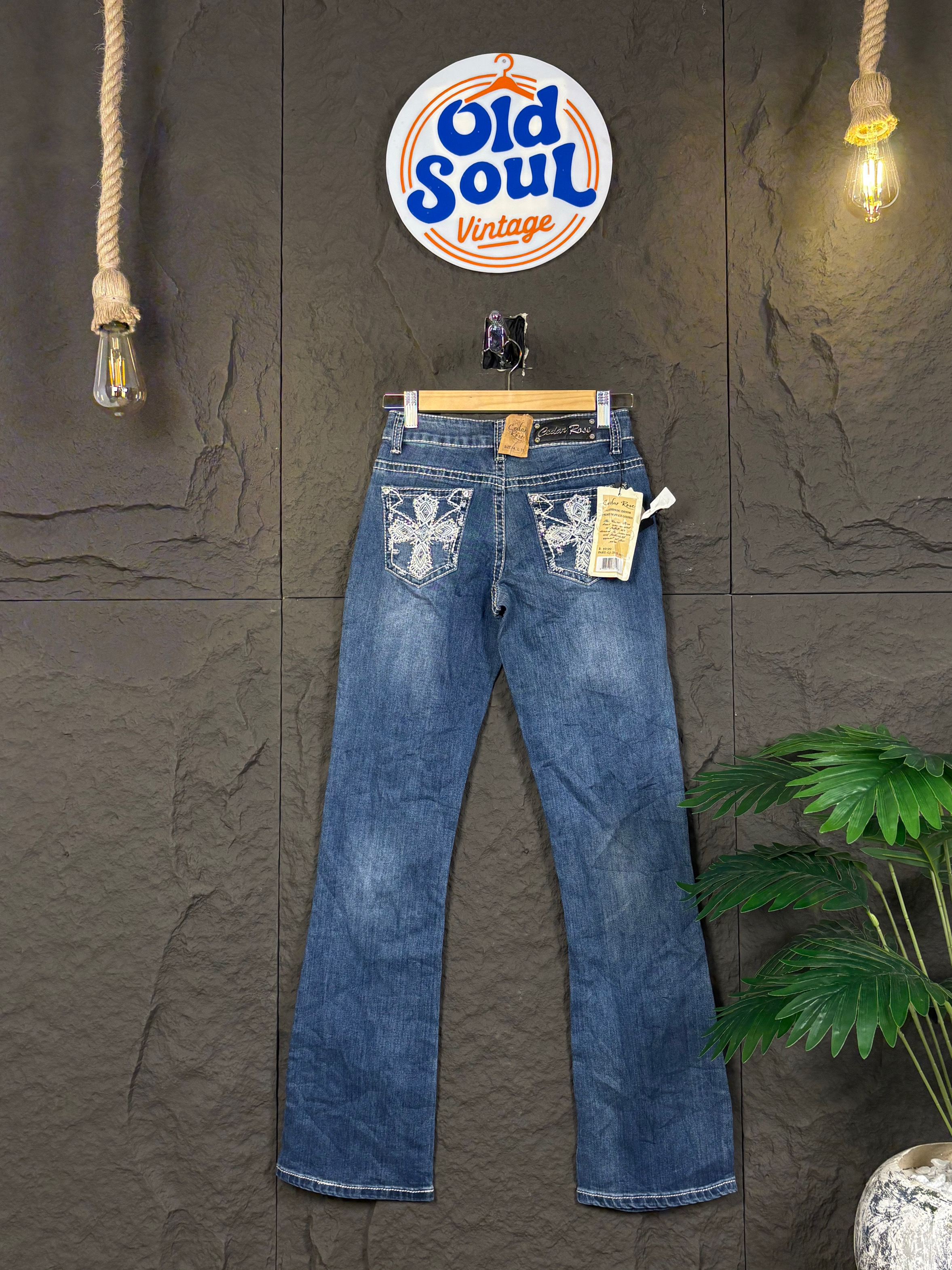 Y2K Flare Embroidered & Embellished Jeans | OSV-56