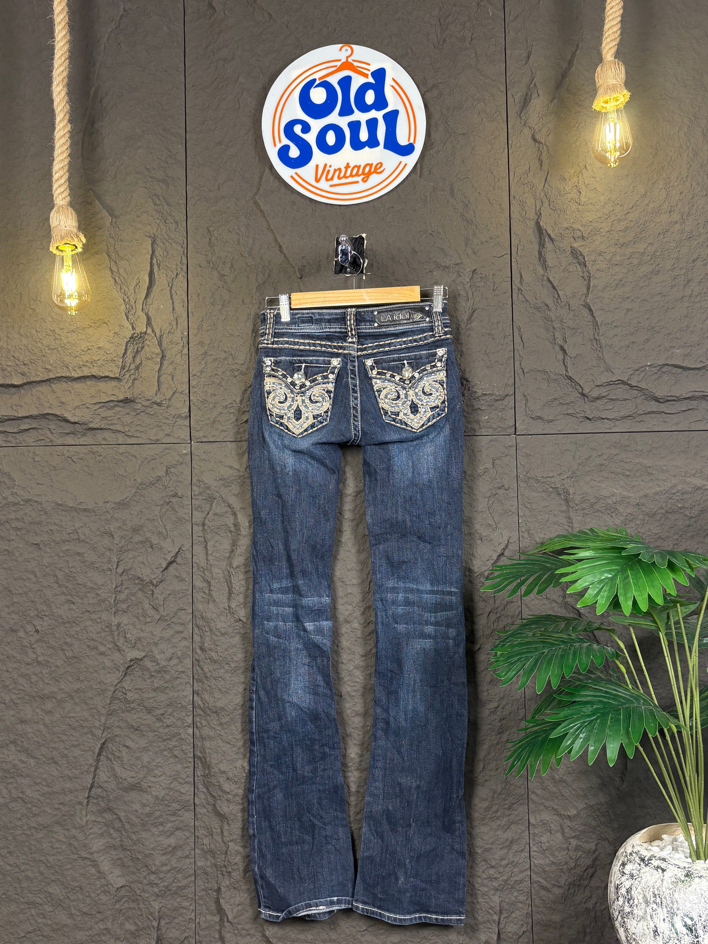 Y2K Flare Embroidered & Embellished Jeans | OSV-57