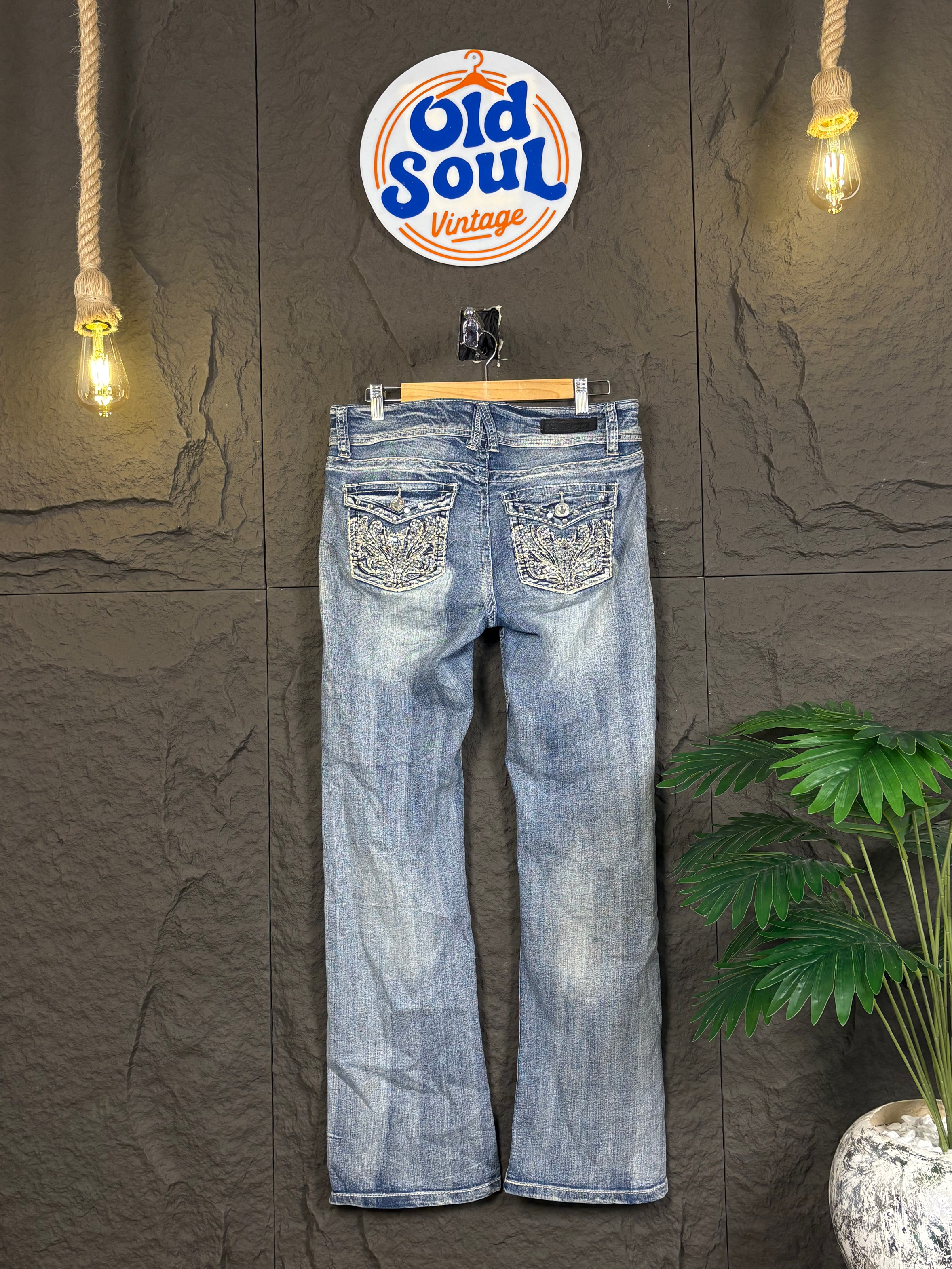 Y2K Flare Embroidered & Embellished Jeans | OSV-58